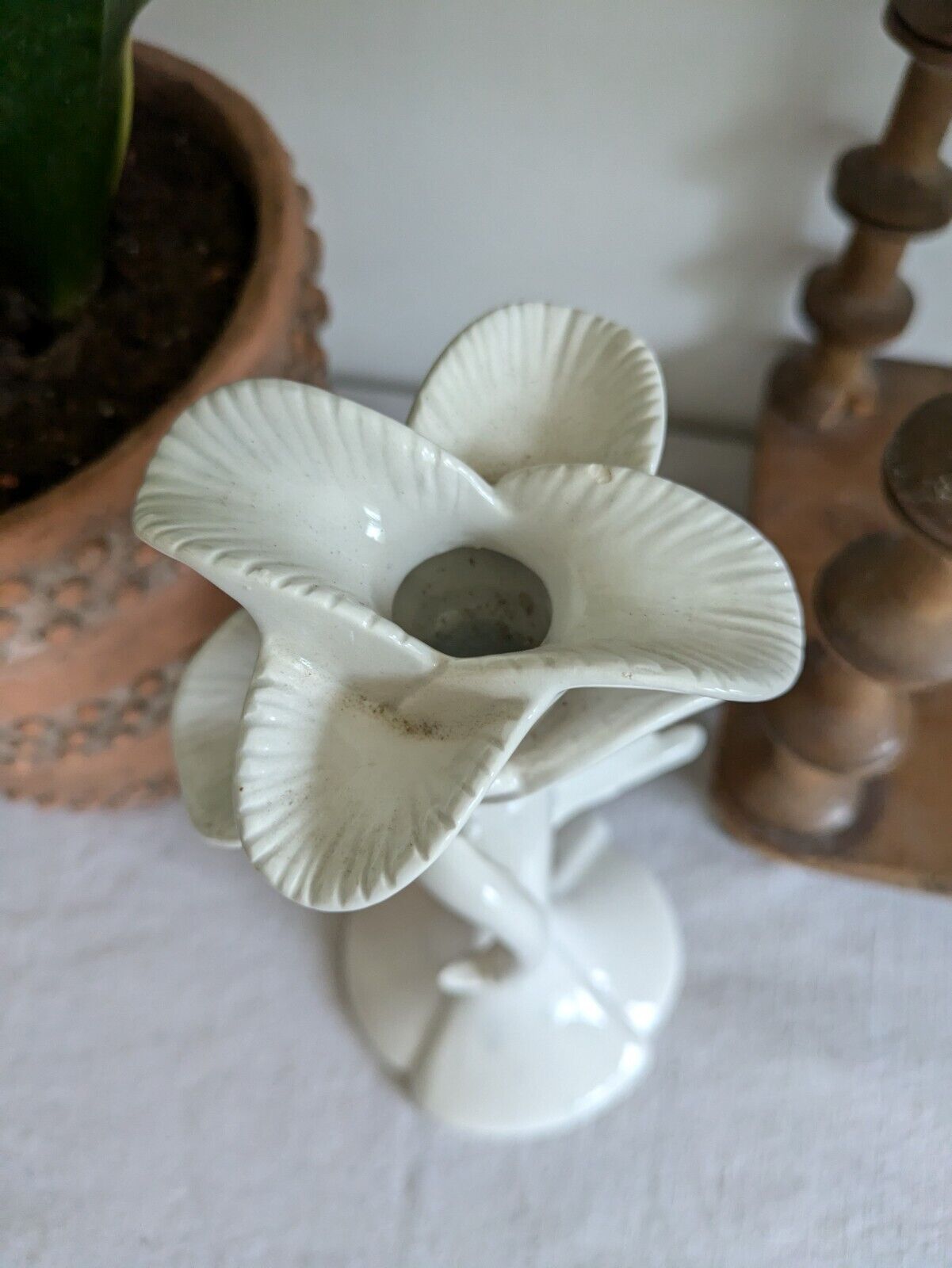 RARE Retro 1980's FITZ & FLOYD JAPAN Flamingo PORCELAIN Candle Holder White Old