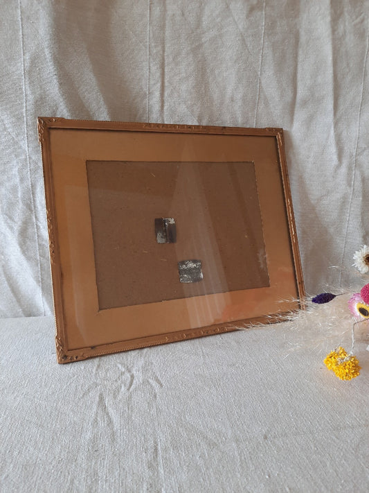 Old gold Shabby chic gilt Picture Frame Metal antique wedding decor detailed!!