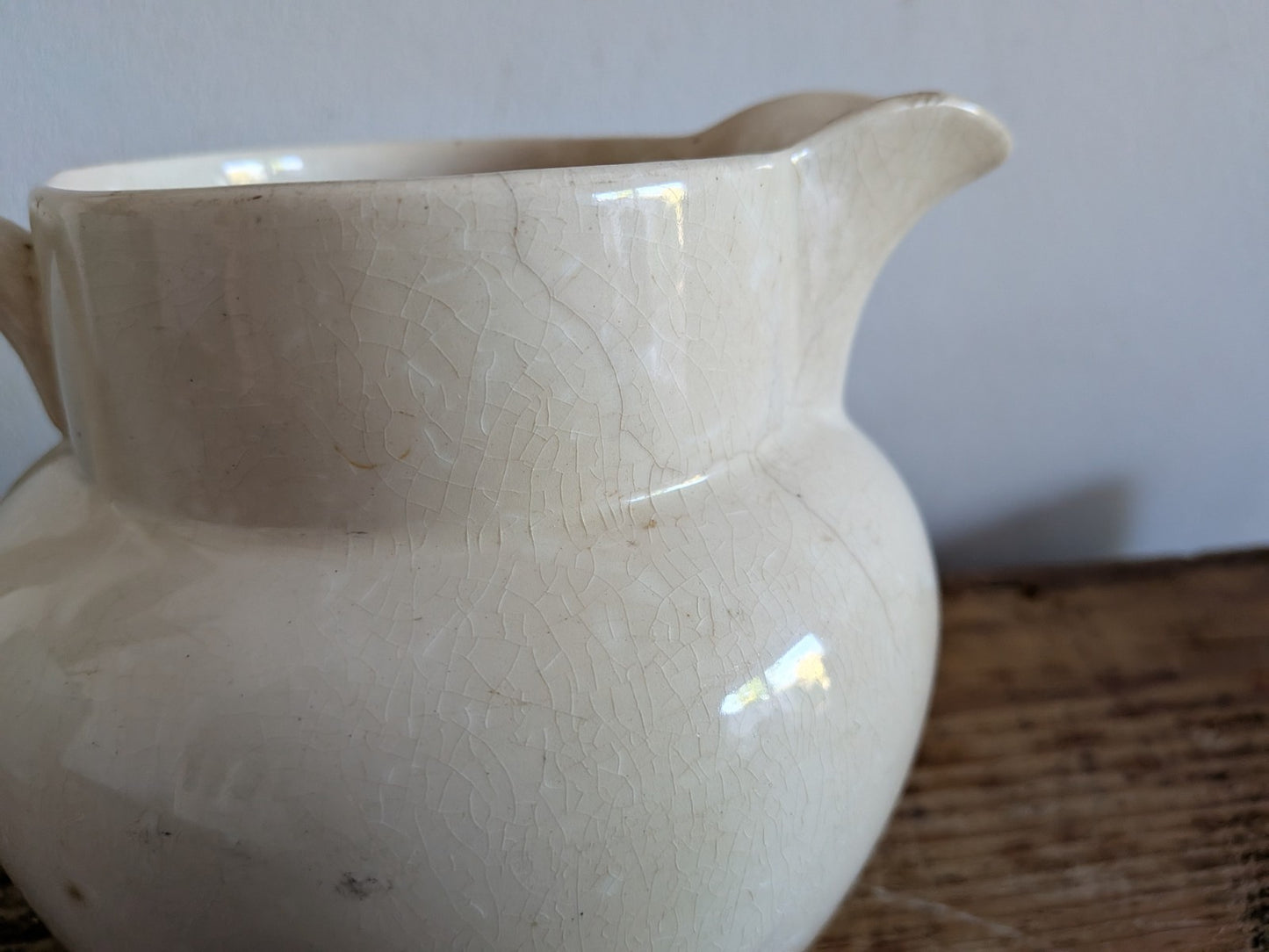 1940s Thomas Forester & Sons White Jug Pitcher Vase Crazing Buttering Vintage 