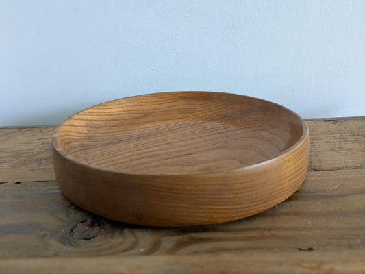 Vintage Mid Century Retro Solid Wood bowl Fruit Serving Round Prop Vgc Platter