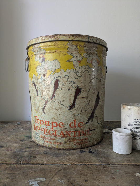 Vtg Sherry Lehmann Metal Tin Troupe De Mille Eglantine Le Can Toulouse Lautrec