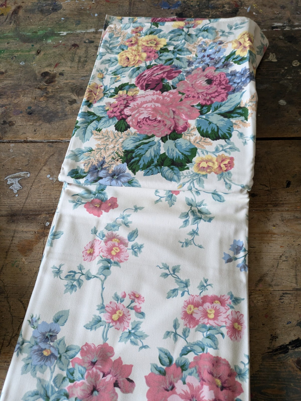 Pair Of Dreams 'n' Drapes Curtains New Each 90" W x 72" D Cabbage Rose Floral