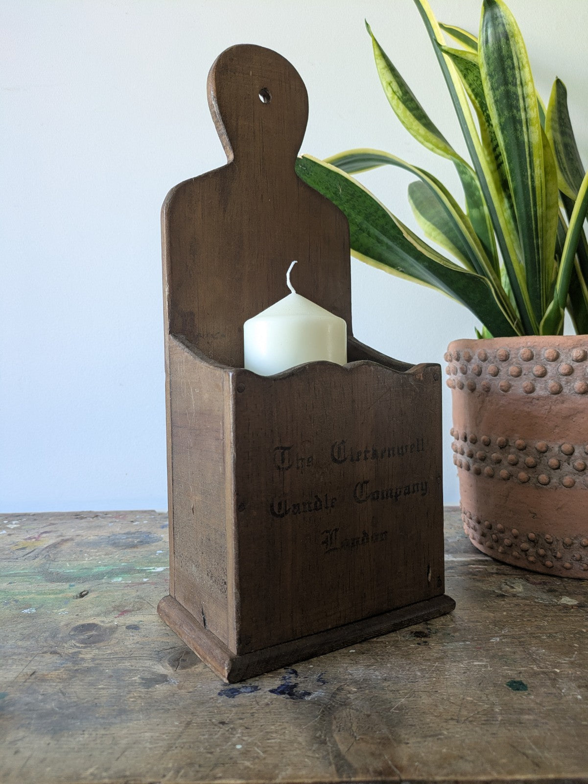 RUSTIC WOODEN COUNTRY HOUSE GOTHIC CHURCH STYLE CANDLE BOX WALL SCONCE VTG STYLE