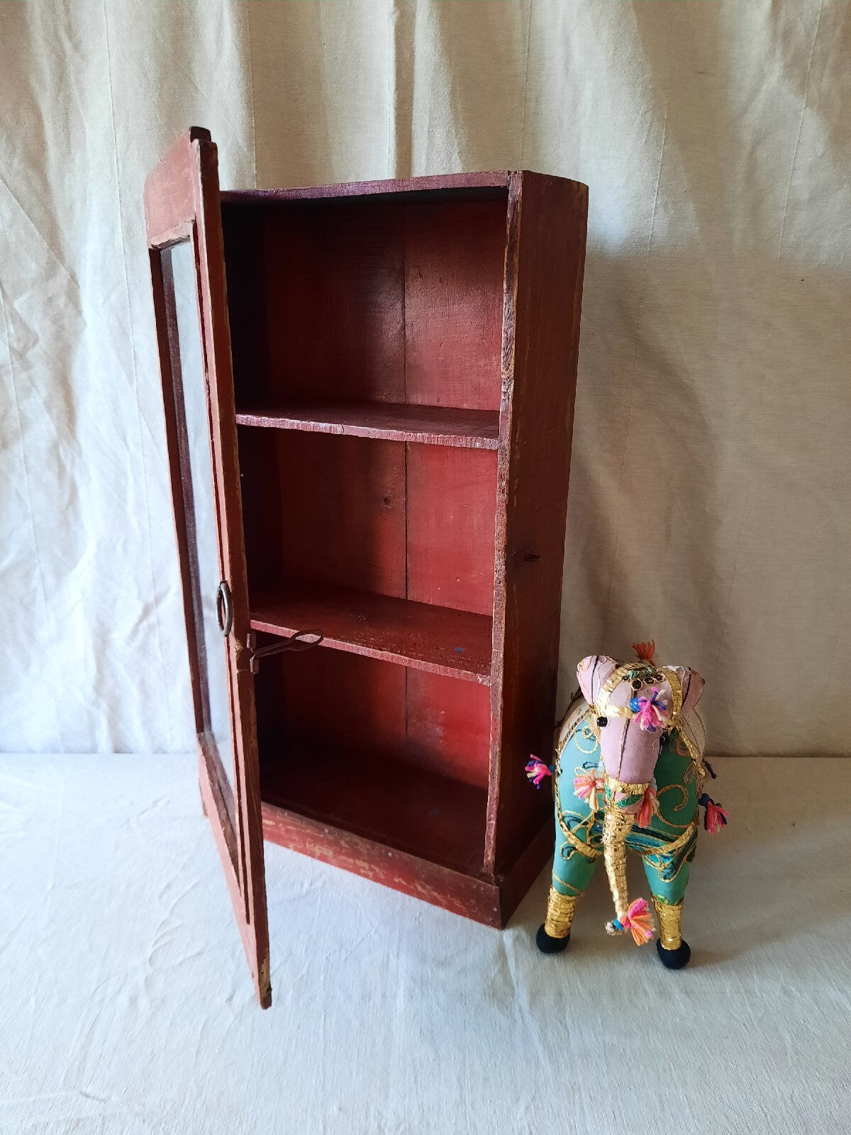 Indonesian Reclaimed Upcycled Wooden Driftwood Cupboard Glazed Wall Cabinet Red 