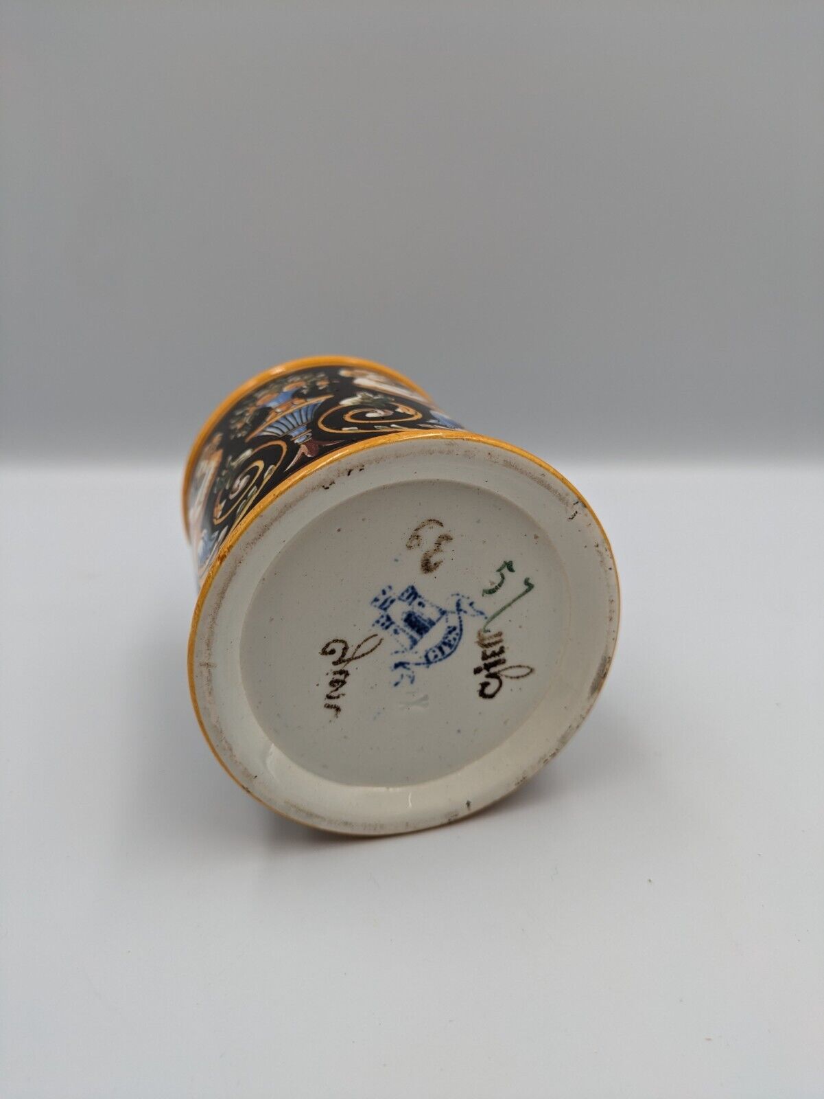 Atq France Faience Fontainebleau Renaissance Bleu French Gien Pot 1875 Majolica 