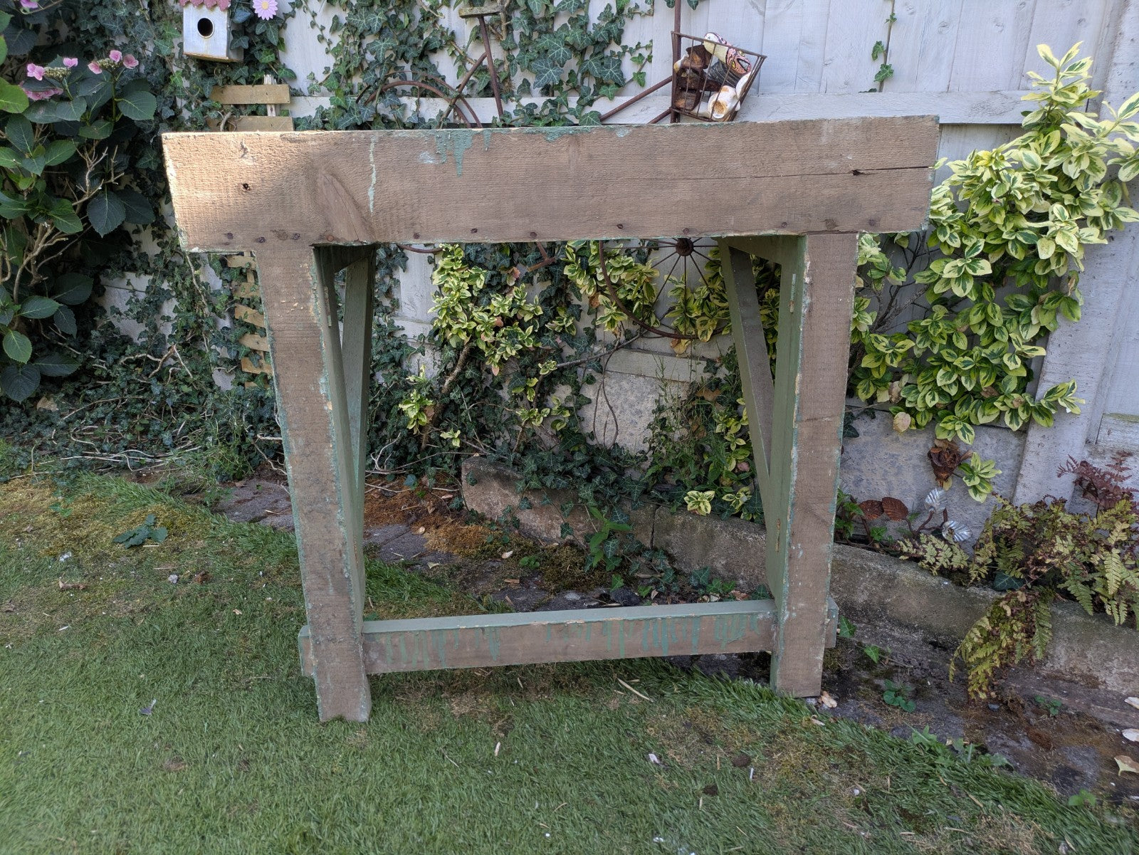 Vintage Antique Folding Table Pine Rustic Drop Down Wall Mounted Primitive Old 