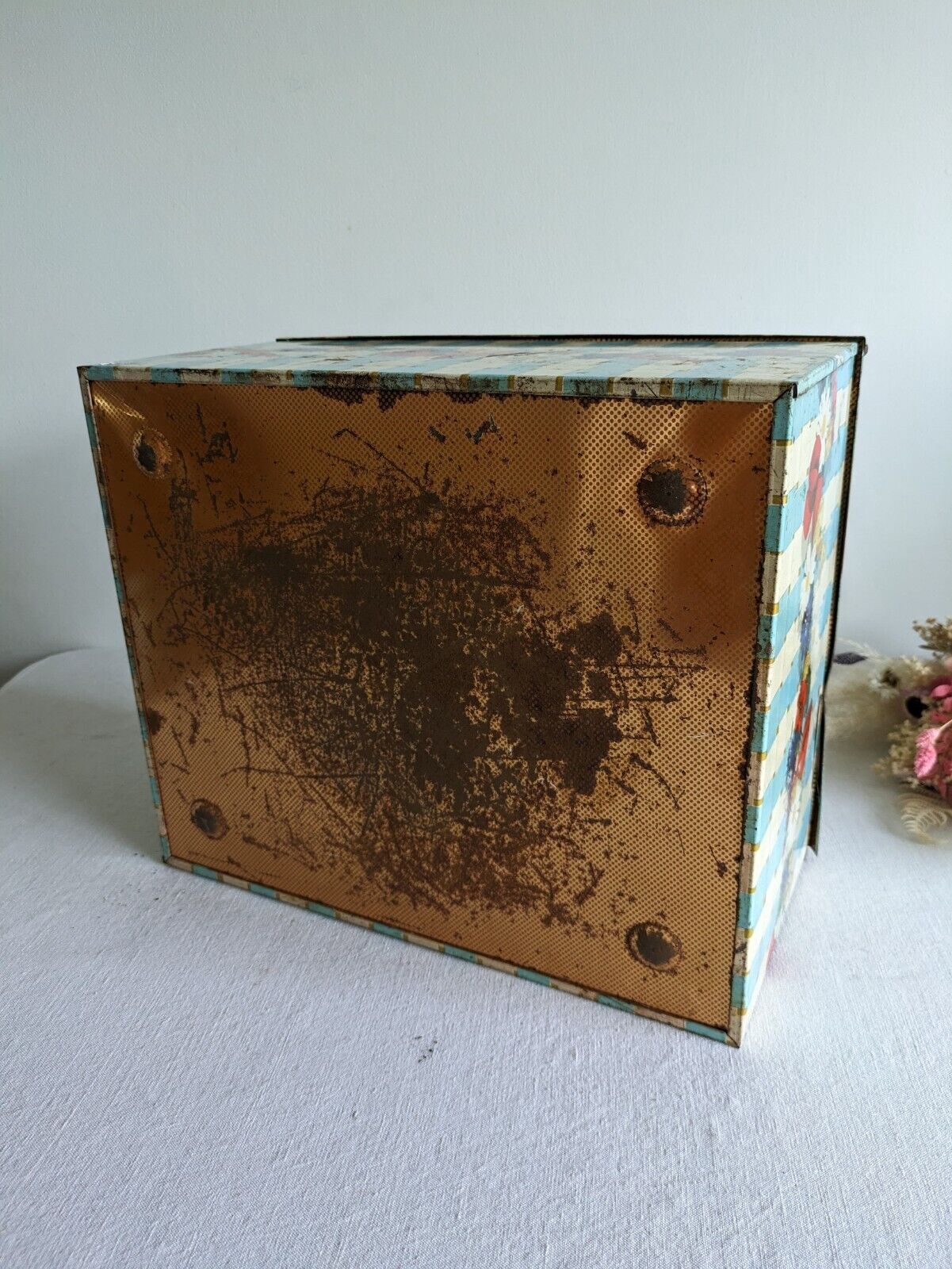 Rare French Oversize XL Coq Blanc Bonbon Sweet Collectable Tin Box Container Vtg