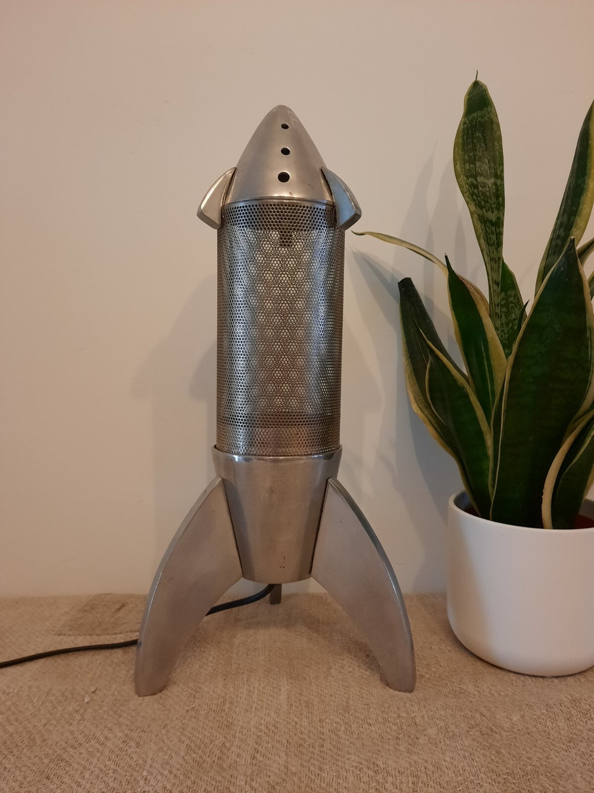Vintage Retro Metal Space Rocket Lamp mesh Inspired from Neil Armstrong 1990s