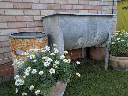 Galvanised Dairy Tank Planter Water Holder Garden Allotment Tub Farm Feed Sink 
