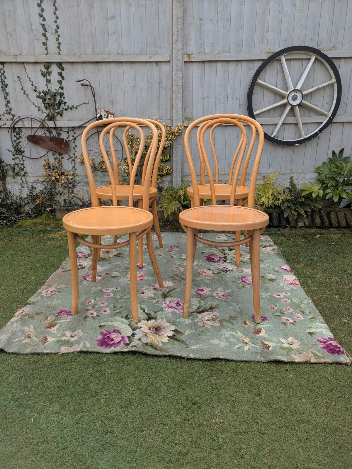 Set of 4 Vintage Fameg Radomsko Bentwood Chairs 1970s Polish Design Beech Wood