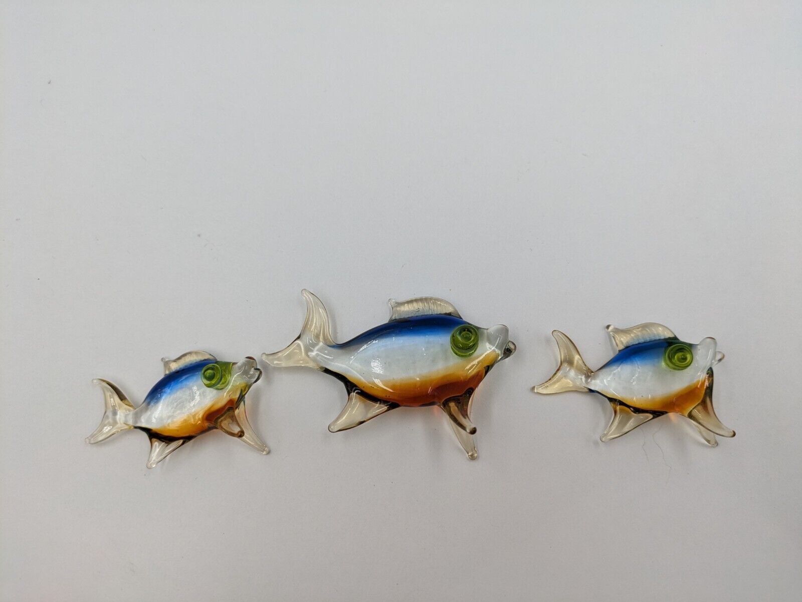3x Murano Glass Lauscha Glass Bimini Glass Fish Figure Ornament Set Shawl Mini