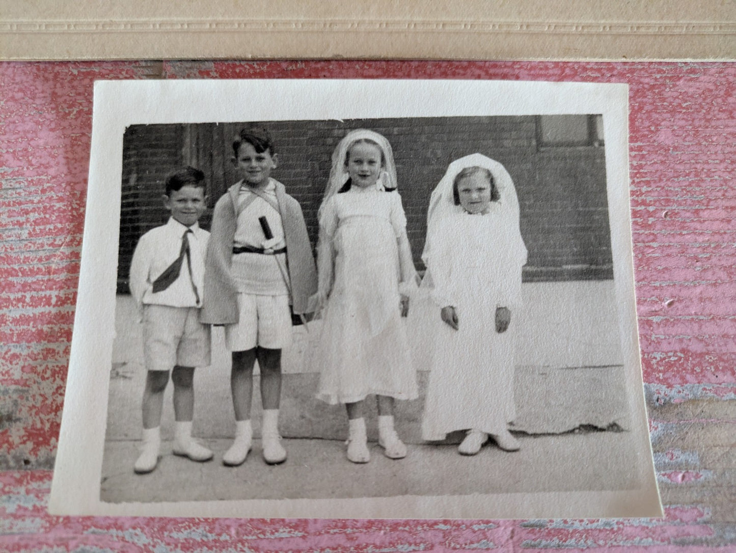 4 Antique Photograph Art Deco Headdress 1920s 30s Wedding Photos Lot Black White