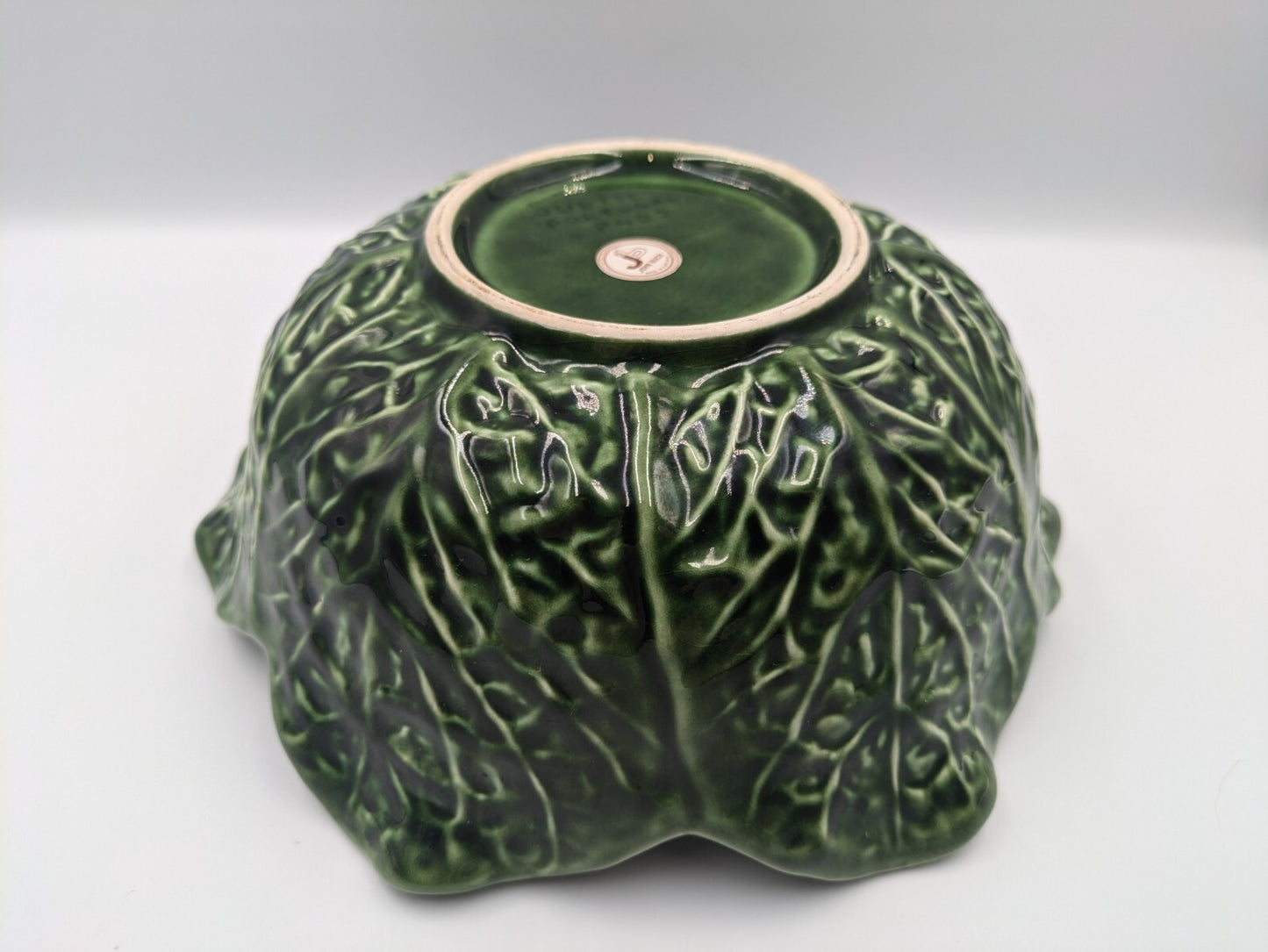 subtil john buck portugal Antique Green Majolica cabbage leaf bowl Serving Large