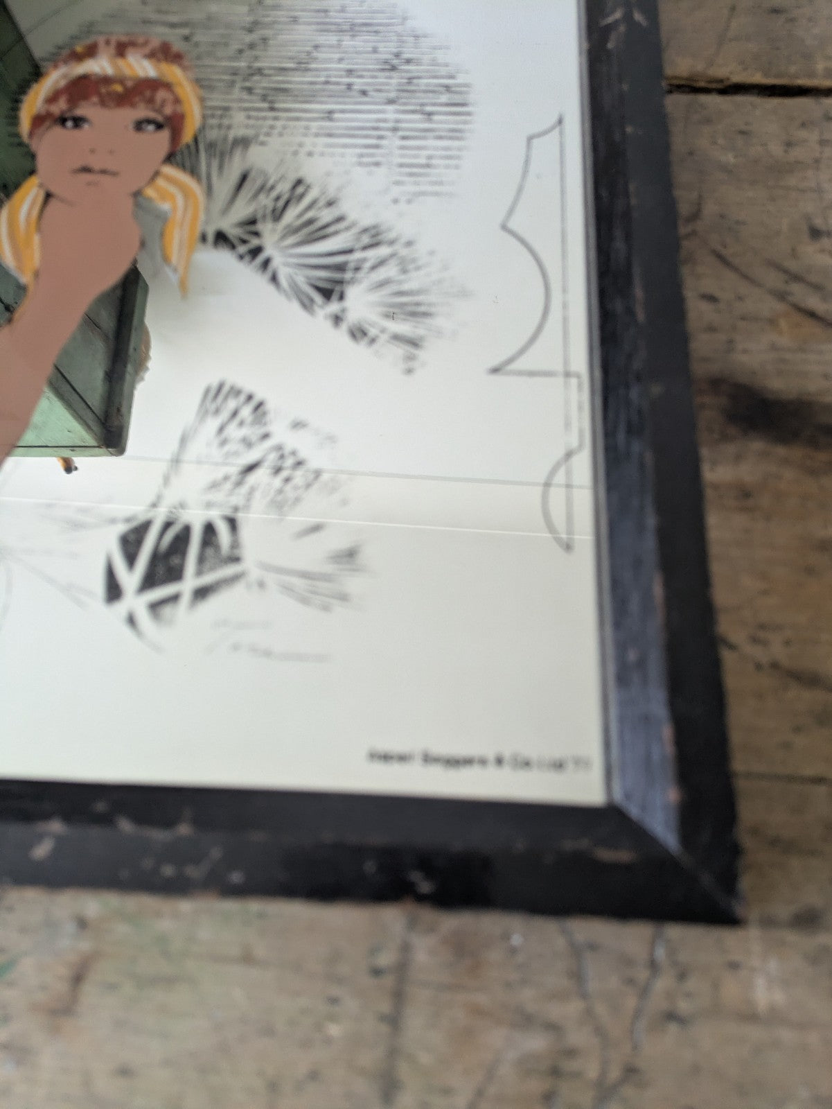 Aspell Saggers & Co 77 Advertising Mirror Sapco - Framed Retro Model Woman VTG 