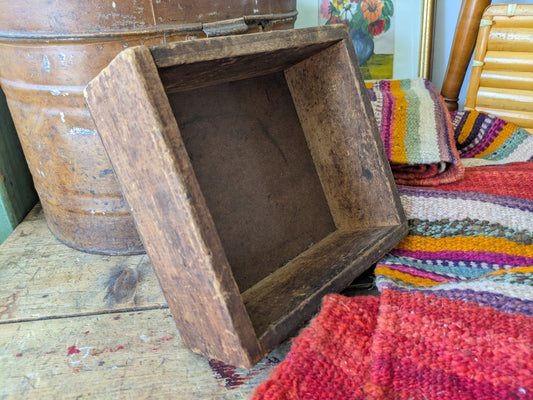 Antique Vintage Oak Candle Crate Box Key Rare Original Old Shelf Trinket Tray