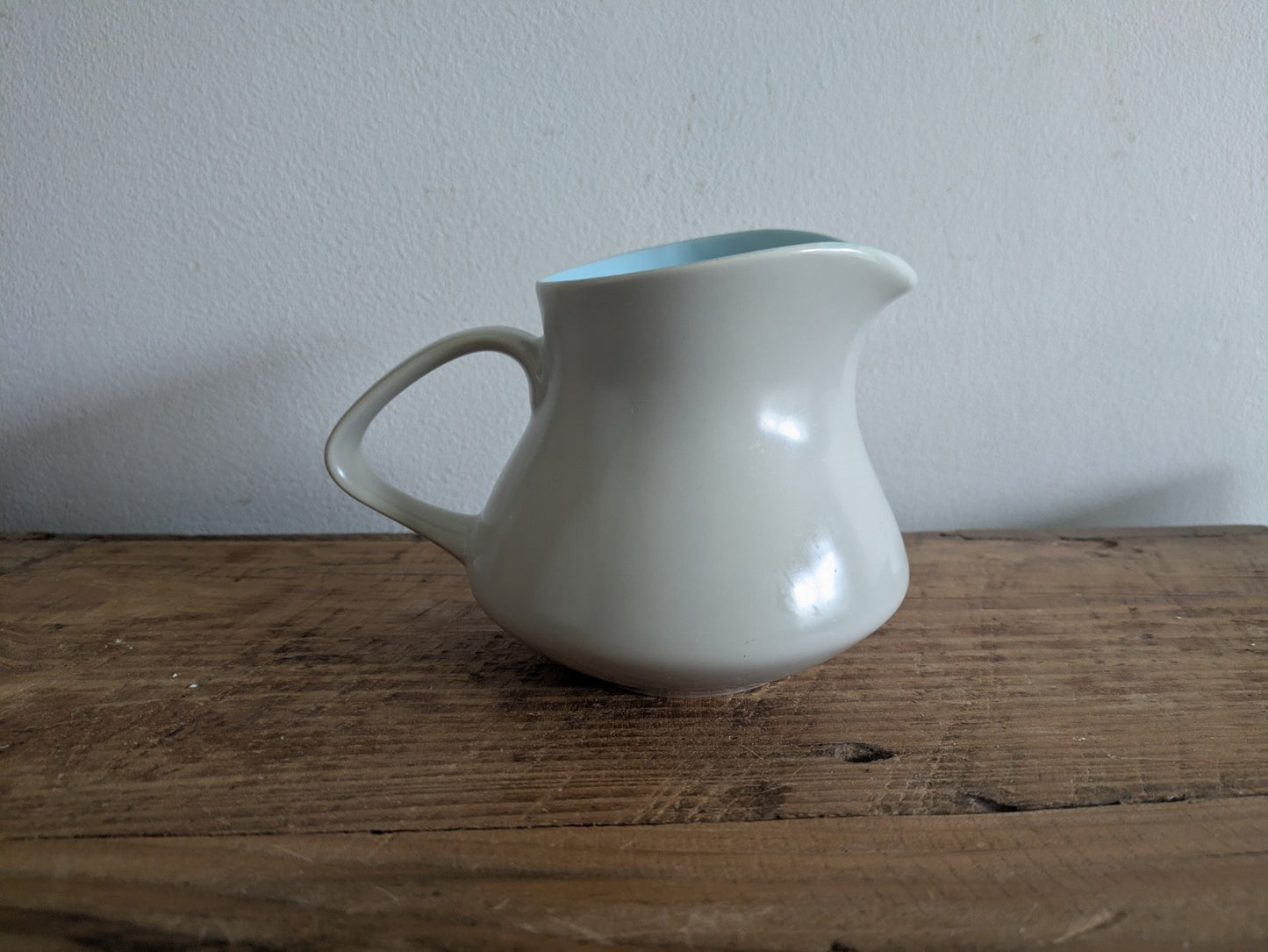 Vintage Poole Pottery Twintone Mushroom Grey / Blue Milk Jug / Creamer Retro Vgc