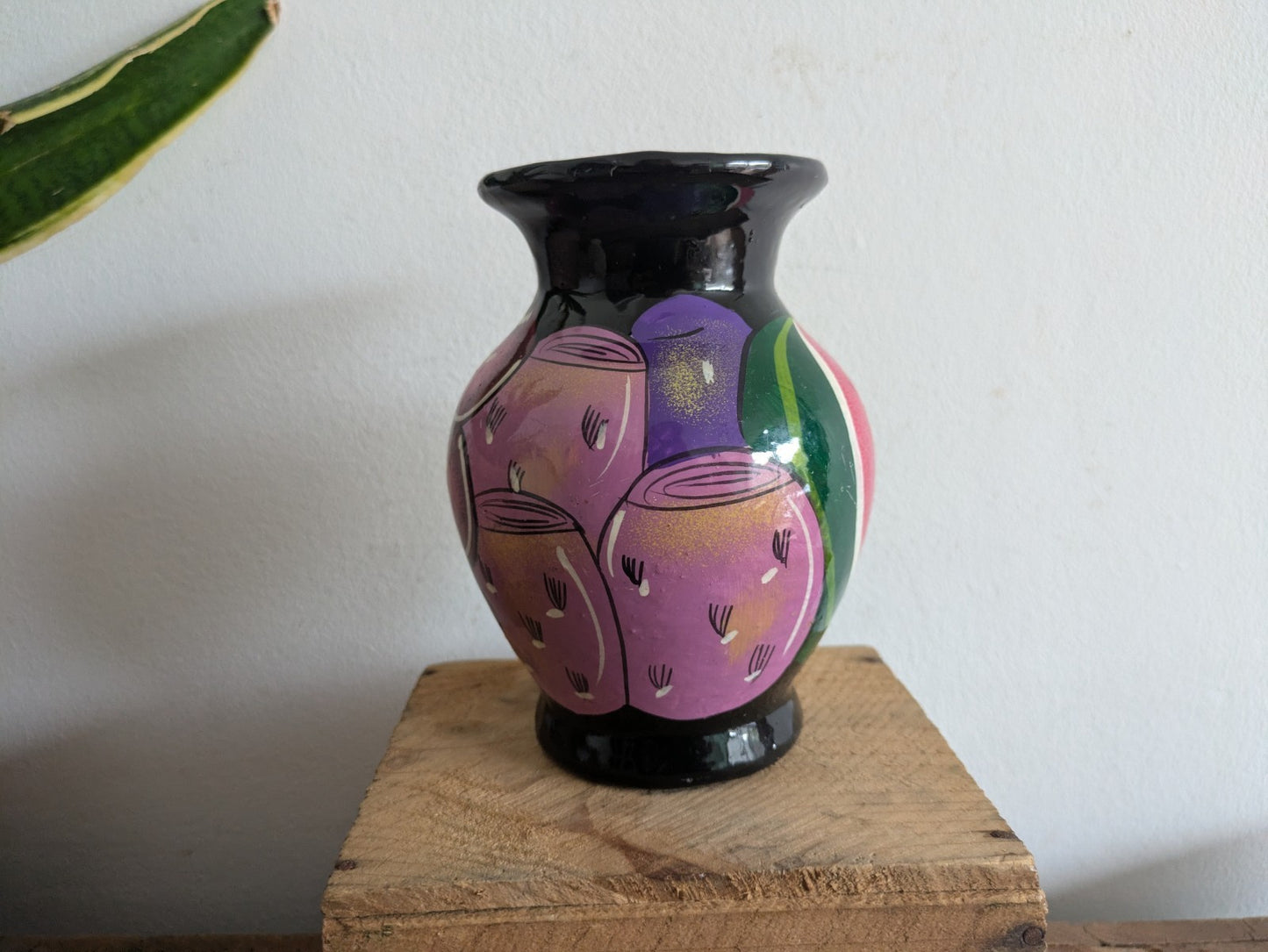 Vtg Talavera Pottery Vase Mexican Folk Art Hand Painted Glazed Terracotta Fruit