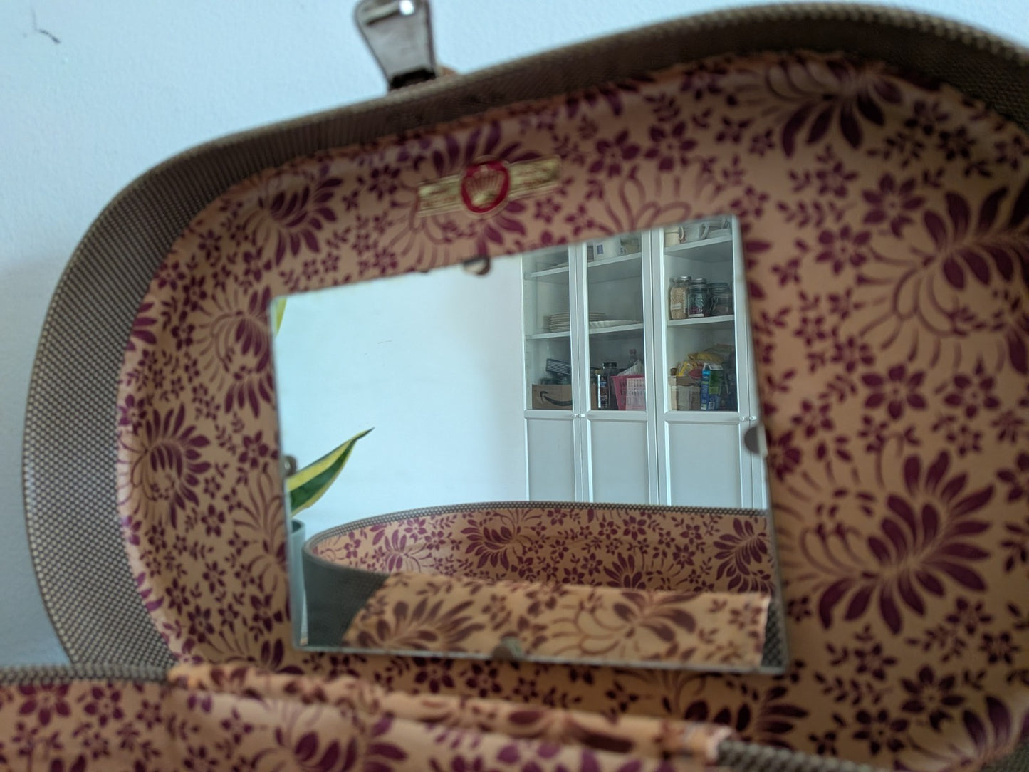 Vintage Cheney Vanity Case Child's Suitcase Luggage Prop Maroon Two-tone TV Film