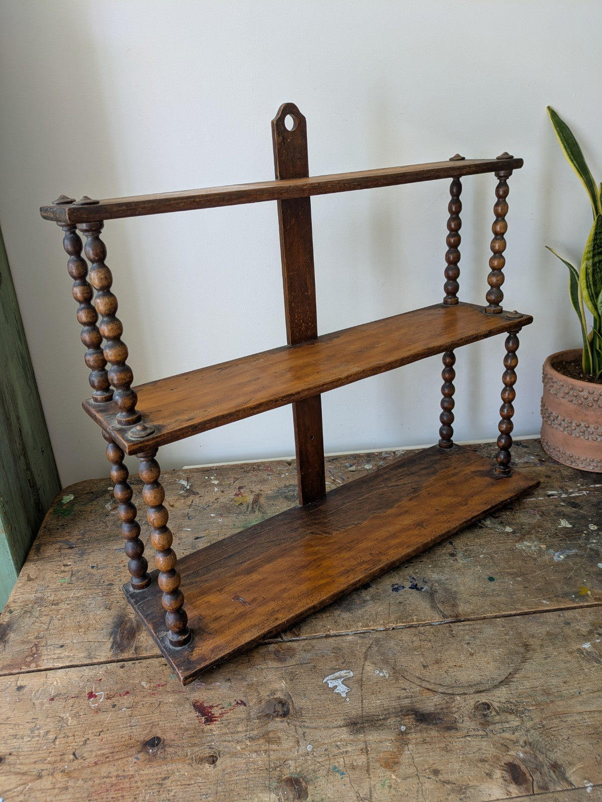Antique Victorian French Console Shelves Whatnot Shelves with Bobbin Spindles