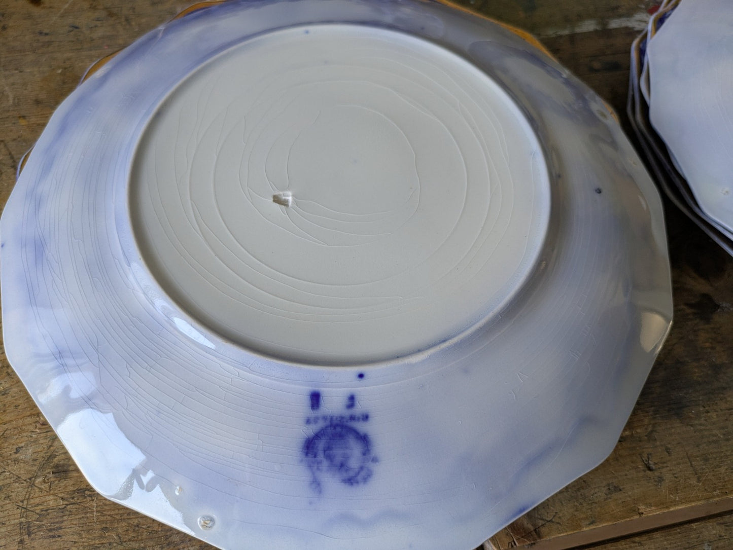 16 Piece Antique Vtg W. H. GRINDLEY Argyle Flow Blue Dinner Dessert Plates Set