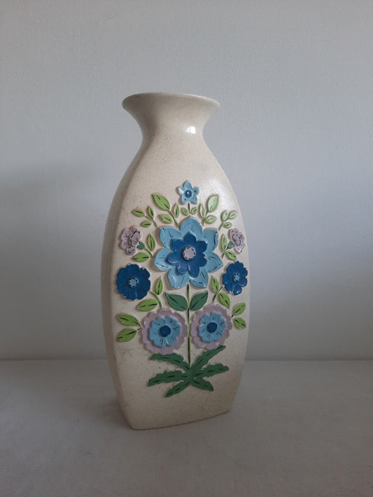 Vintage Floral Vase Old Brentleigh Ware Floret Vase Retro Boho Slab XL Mantle 
