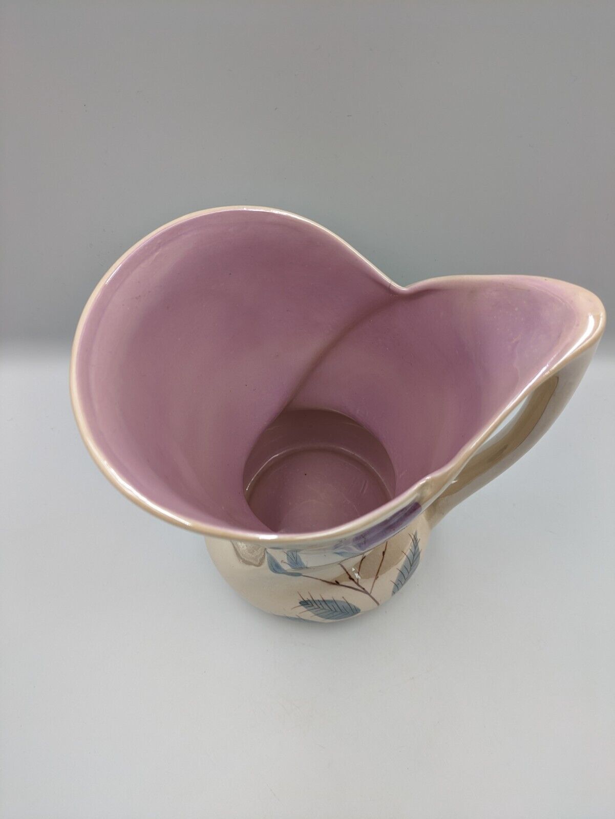Vtg Art Deco Royal Norfolk Ceramic Iridescent Hand Painted Floral Pitcher Jug