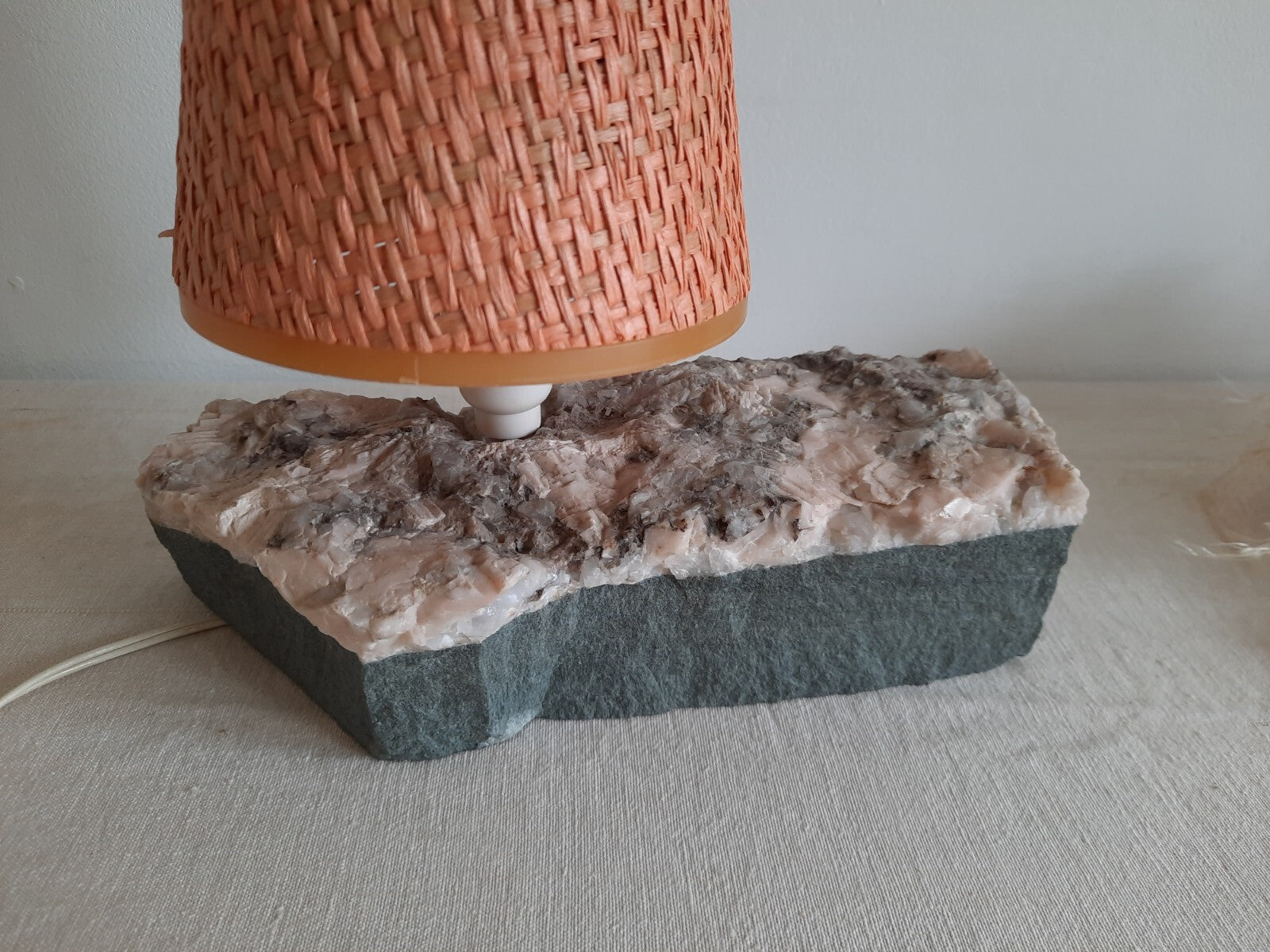 1970s Calcite On Limestone Lamp Crystal lamp Rare Shade Table Bedside Crystal 