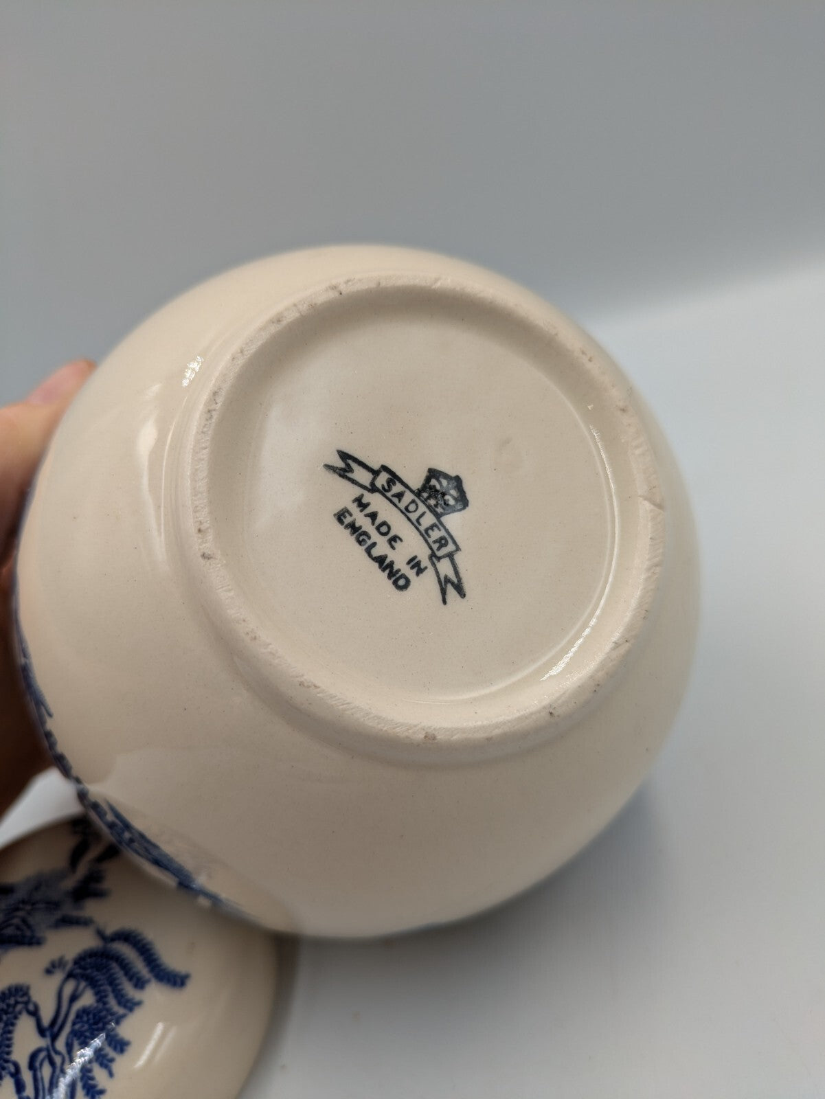 Vintage Willow Pattern Ginger Jar Sadler Blue White 13cm Tall Traditional Pot Vg