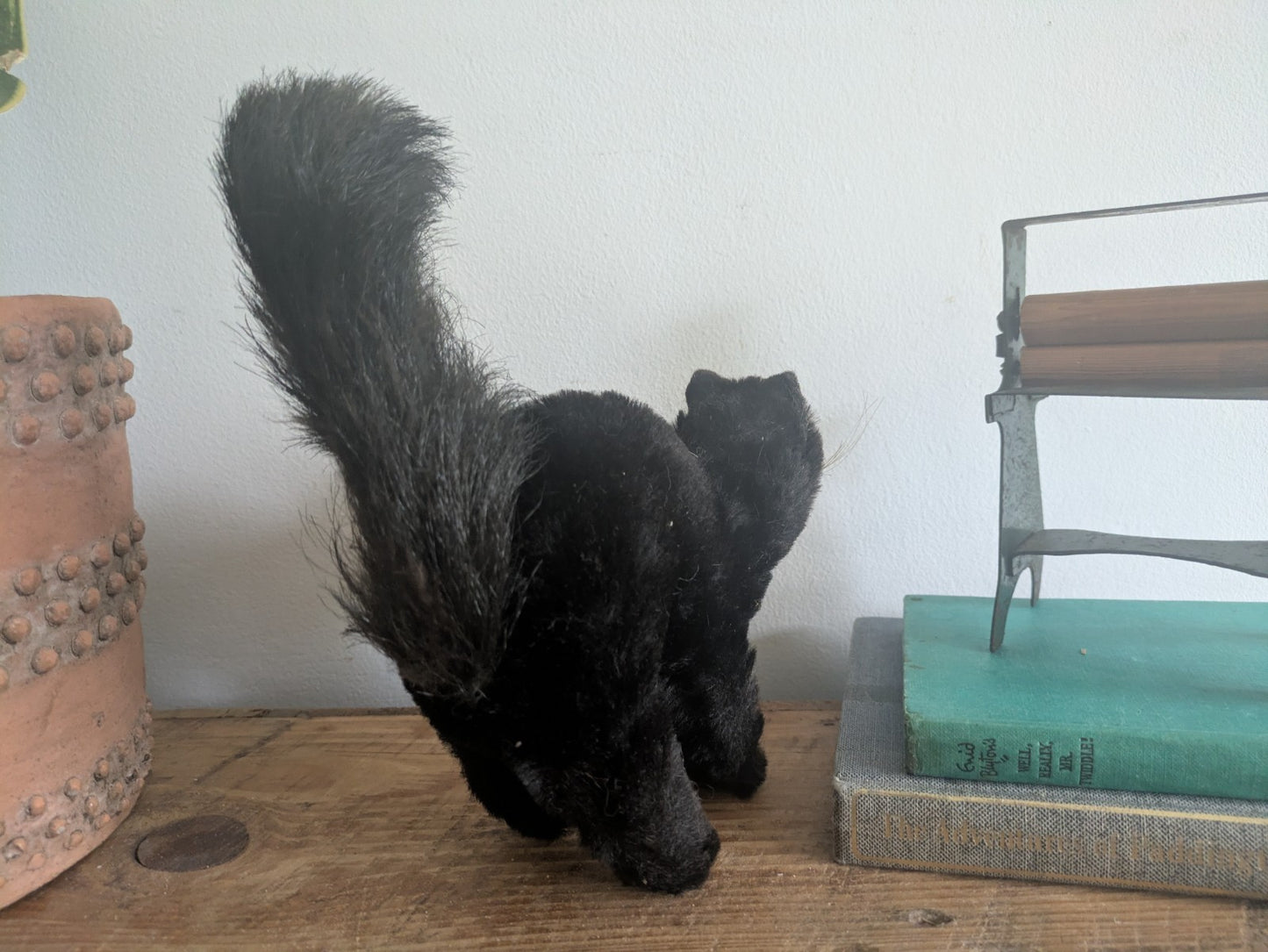 Vintage Steiff Scaredy Black Tom Cat Halloween Angry Mohair Kitten Farnell Back