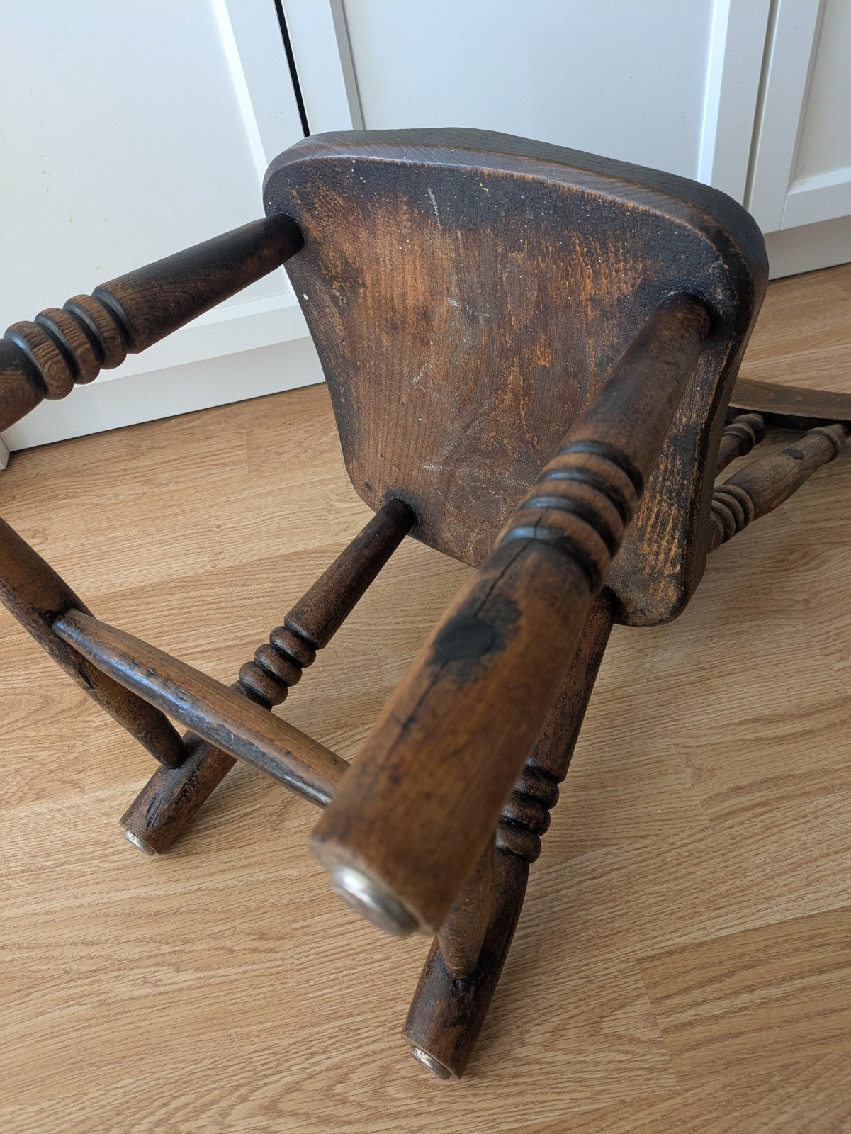 Antique Lyreback Elm childs Arts And Crafts Fiddle Back Chair VTG Original Prop 