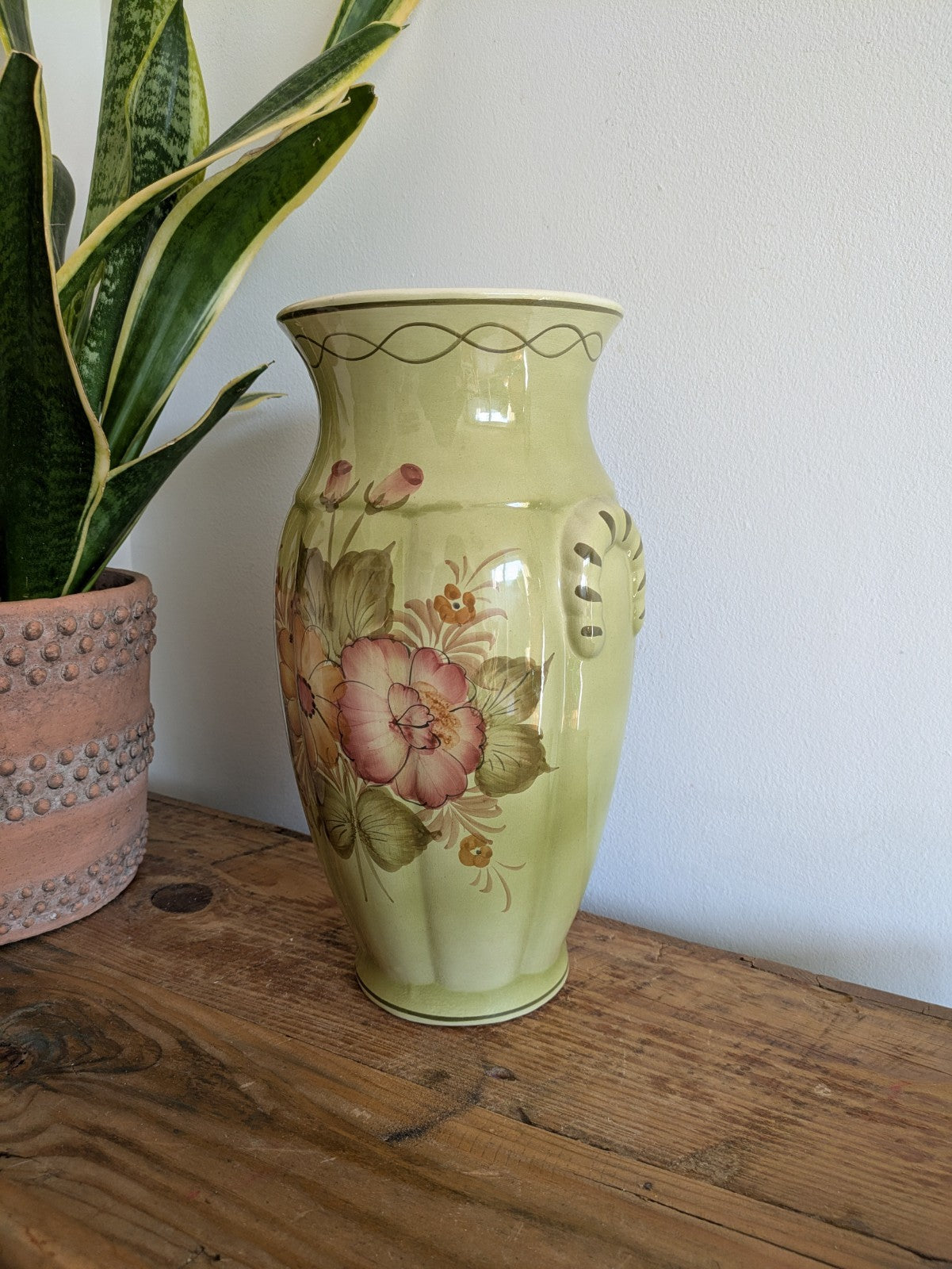 Large Floral Pottery Vase Portugal Simons Bros Ltd Decorative Prop Florist vgc