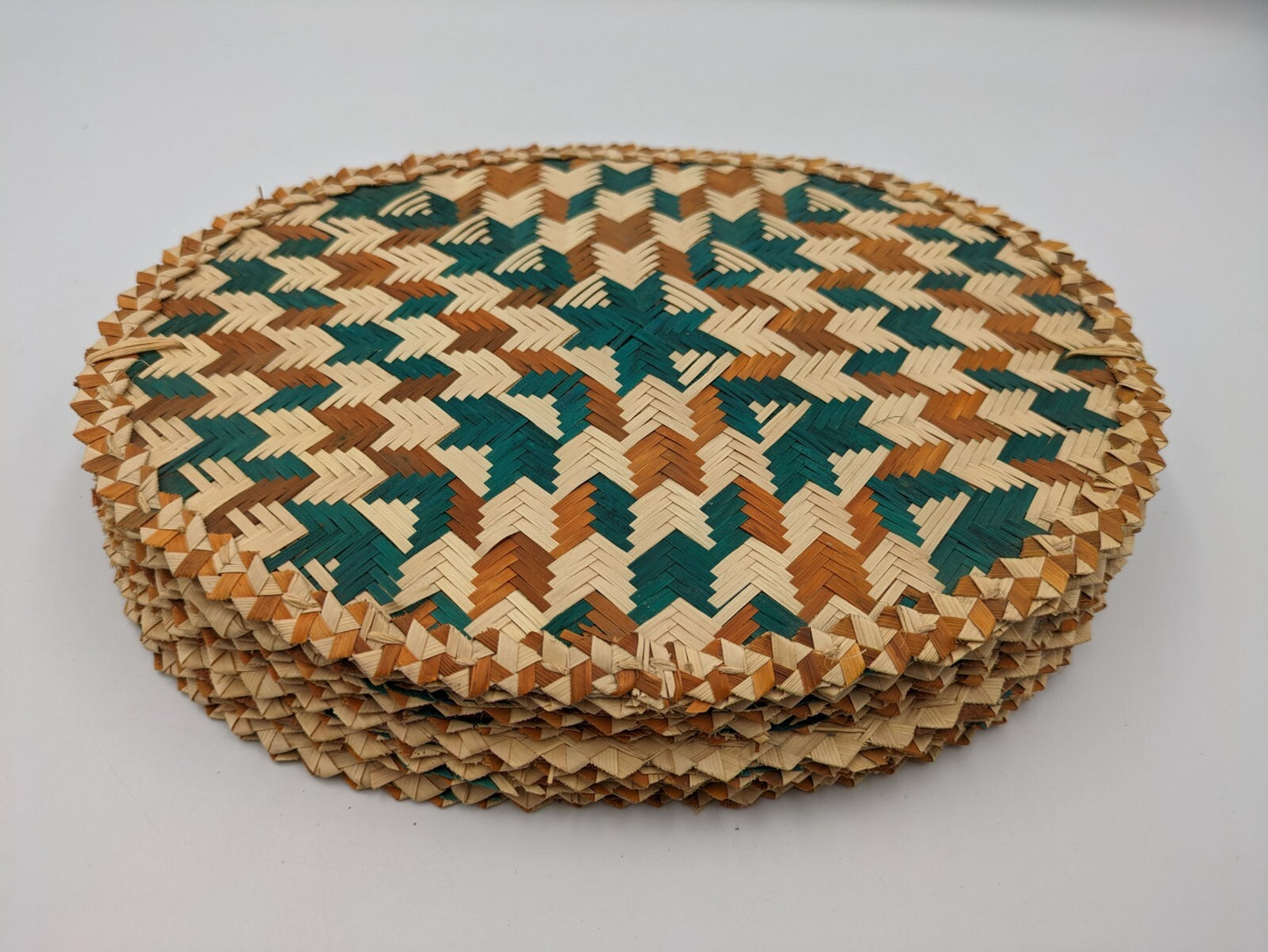 6x Table Placemats Palm Leaf Coasters Dining Natural Heat Resistant Handmade Vtg