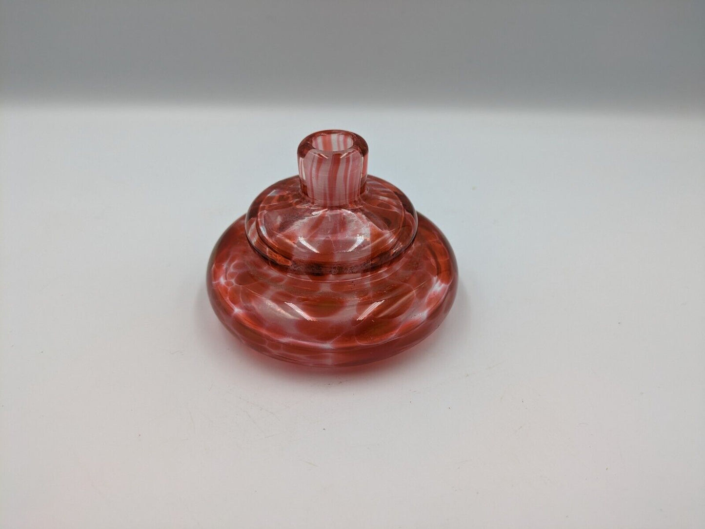 Vintage Red Mottled Langham Glass Perfume Bottle Shaped Rare Inkwell Art Prop