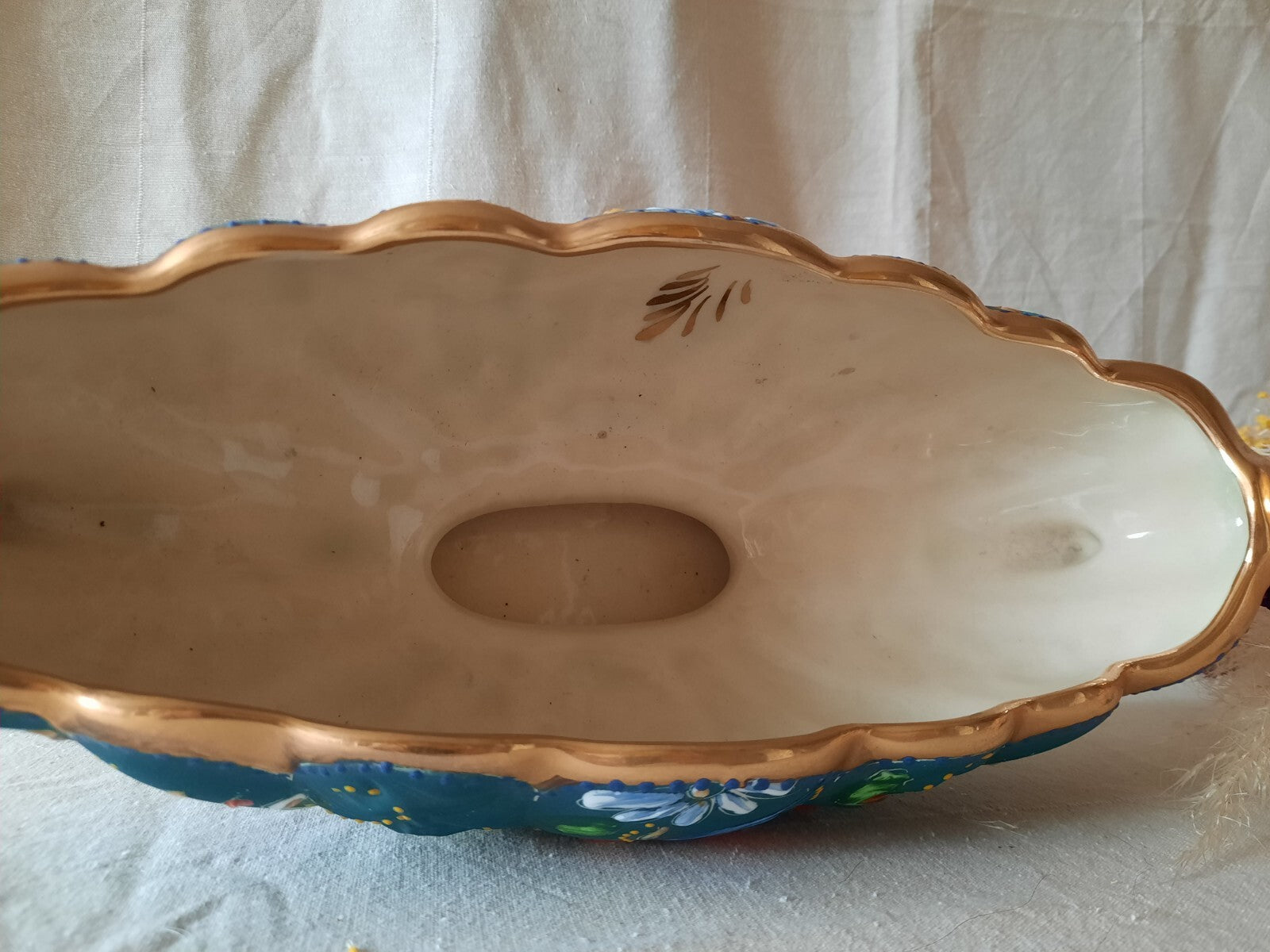 XL Henri Bequet Quaregnon Belgium Bird Of Paradise Large Vase 925 vintage Rare 