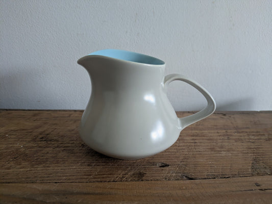 Vintage Poole Pottery Twintone Mushroom Grey / Blue Milk Jug / Creamer Retro Vgc