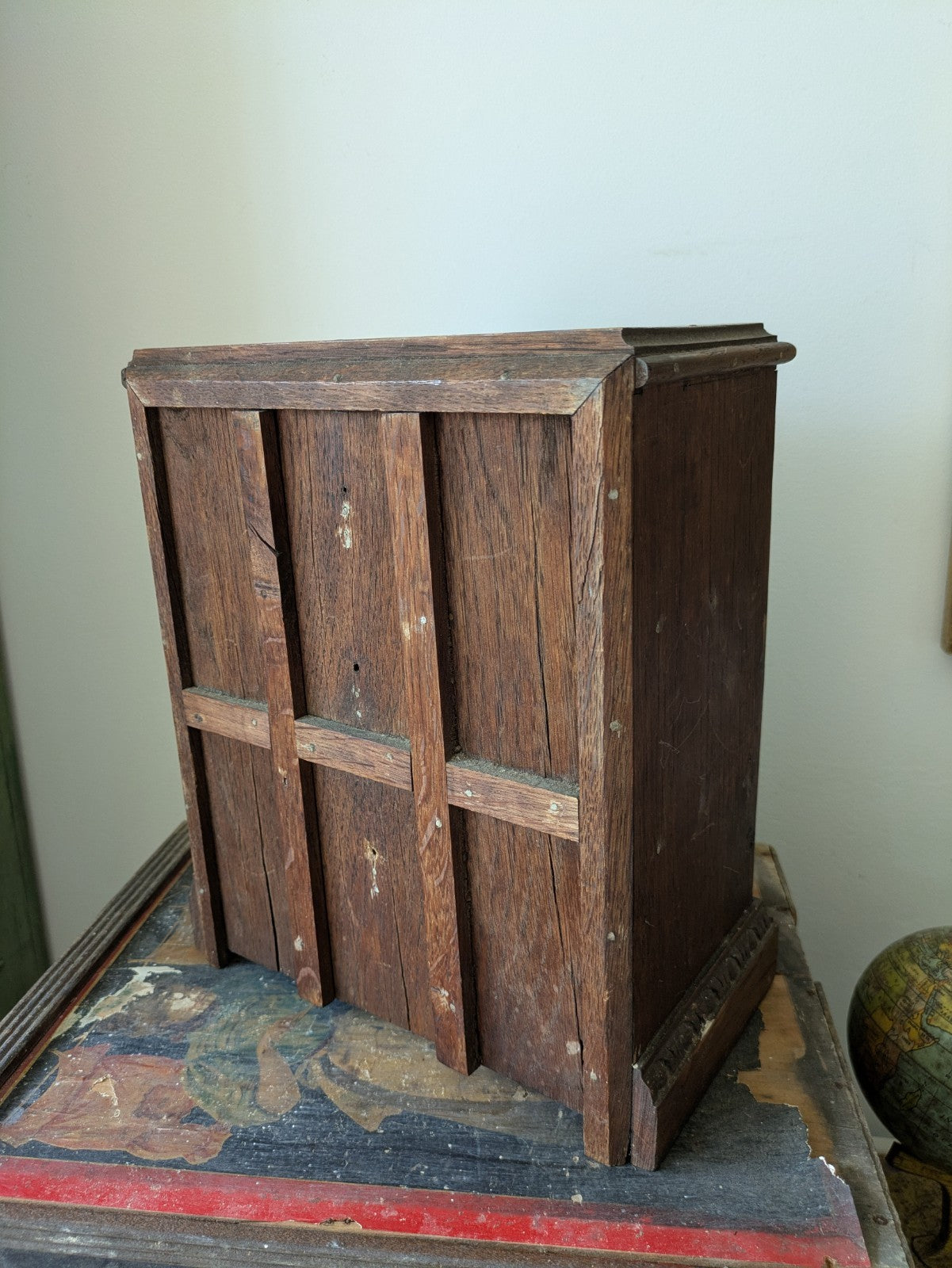 Antique 19th Century Three Drawer Table Top Drawers Carved Apprentice Art Deco 