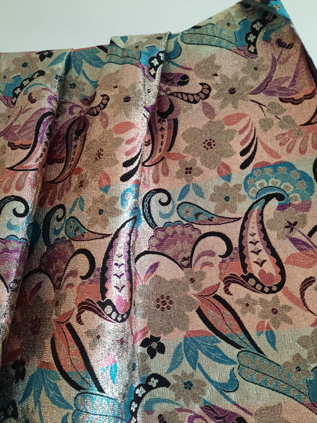 Vintage Retro Fabric Floral Paisley SPACE AGE Print Offcut 3.88M X .925M RARE MC