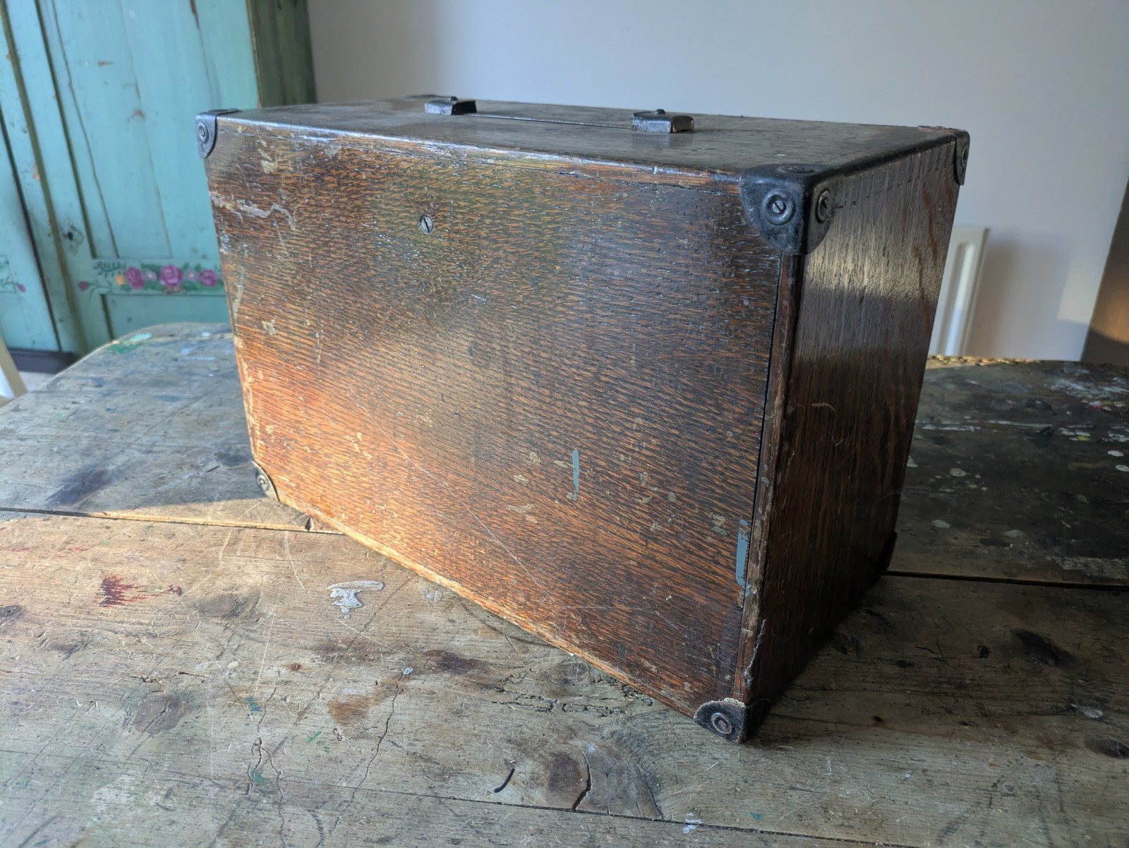 Vintage Oak 1930s Chest Drawer Vintage Engineers Wooden Tool Box Toolmakers Box 
