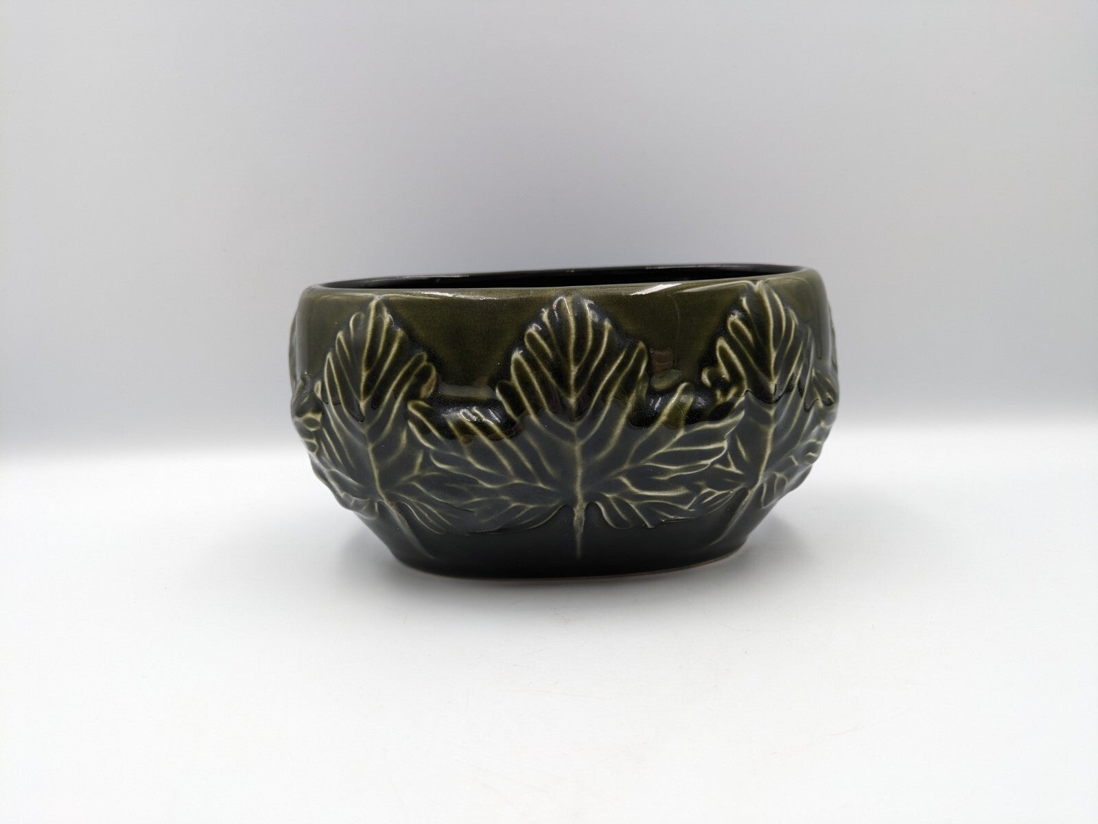 Sylvac 4205 Autumn Leaves Vase, retro, vintage, sycamore Maple Oval Deco Green