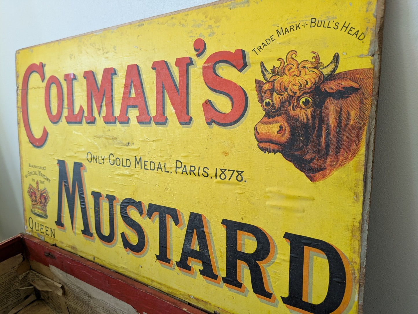 Rare Antique Colman's Mustard Crate 1890 Box Advertising Packaging Vintage Prop