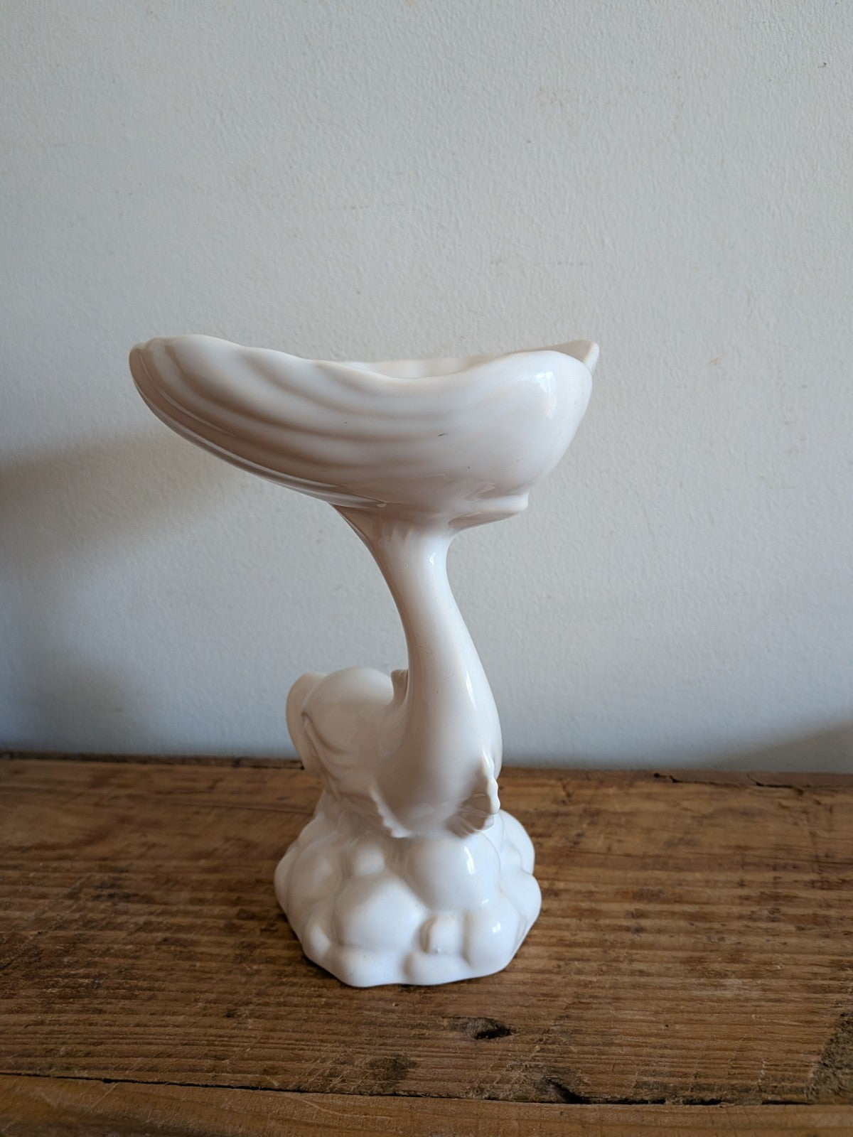 Pedestal Fish And Shell Ceramic Soap Dish Vintage 1950's-60's Dolphin Koi Clam 