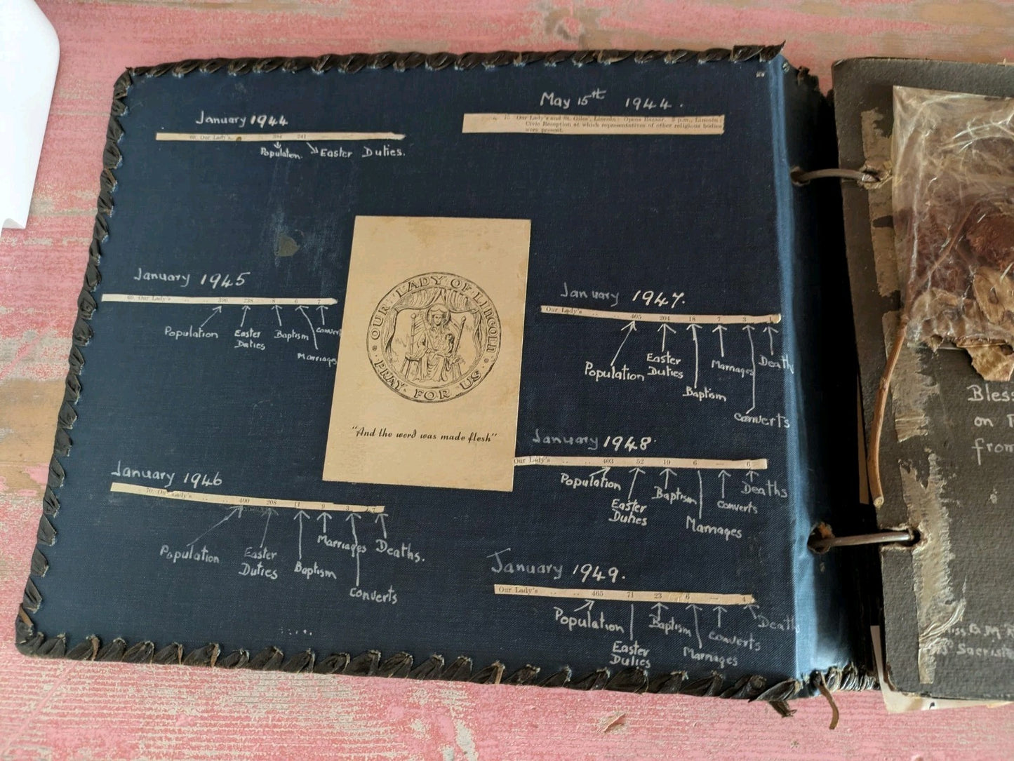Vintage 1940s WW11 Egyptian Leather Brown Large Photo Album Full Ephemera Photos