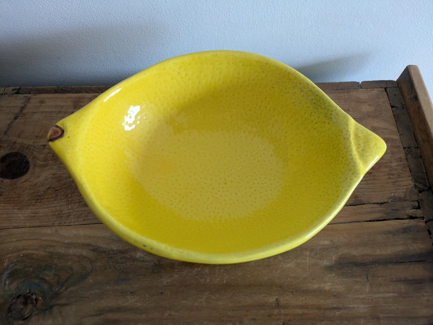 Vintage Portugal Majolica Ceramic Lemon Yellow Bowl Serving Dish Rare Vgc Fruit