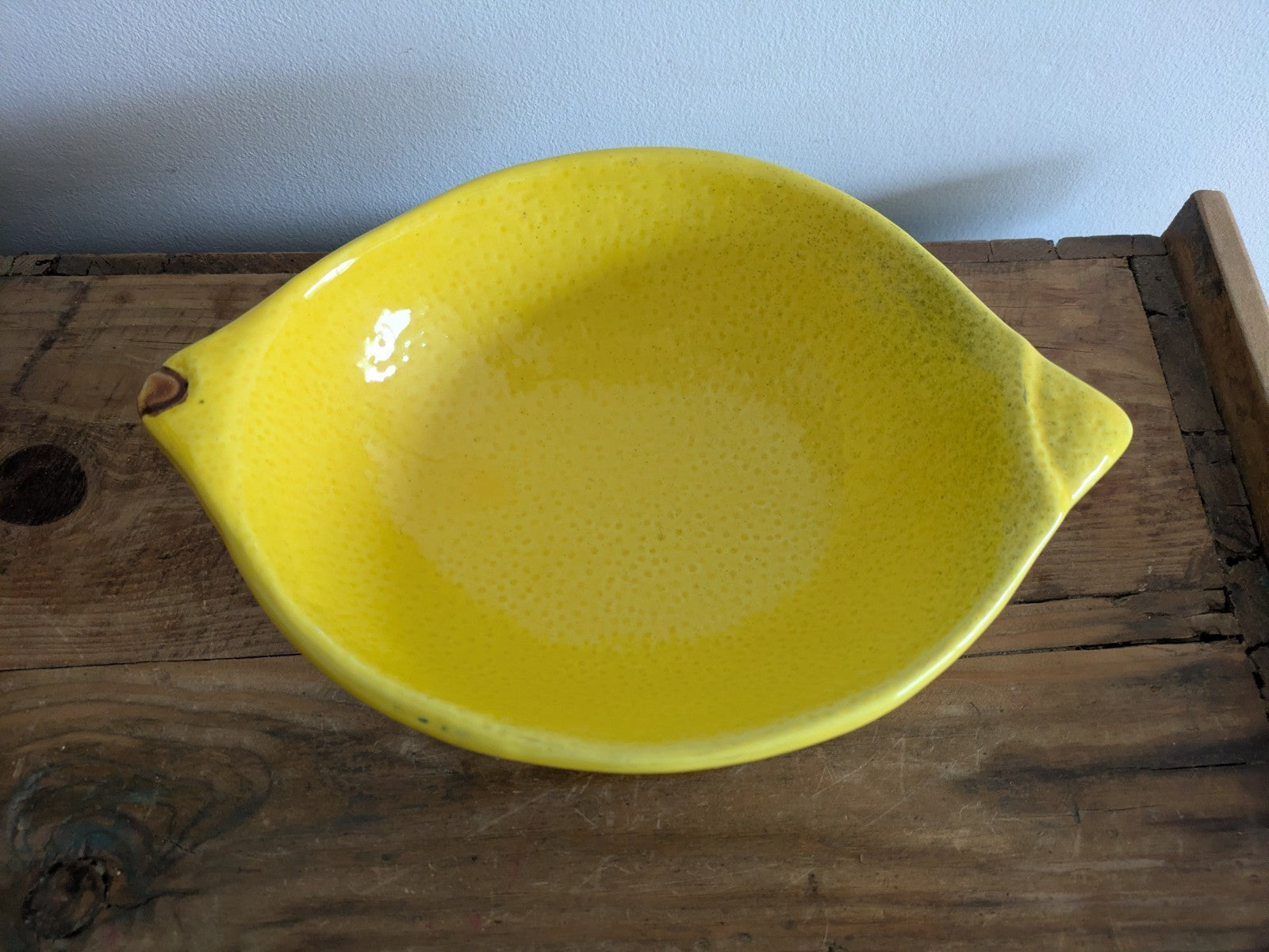 Vintage Portugal Majolica Ceramic Lemon Yellow Bowl Serving Dish Rare Vgc Fruit