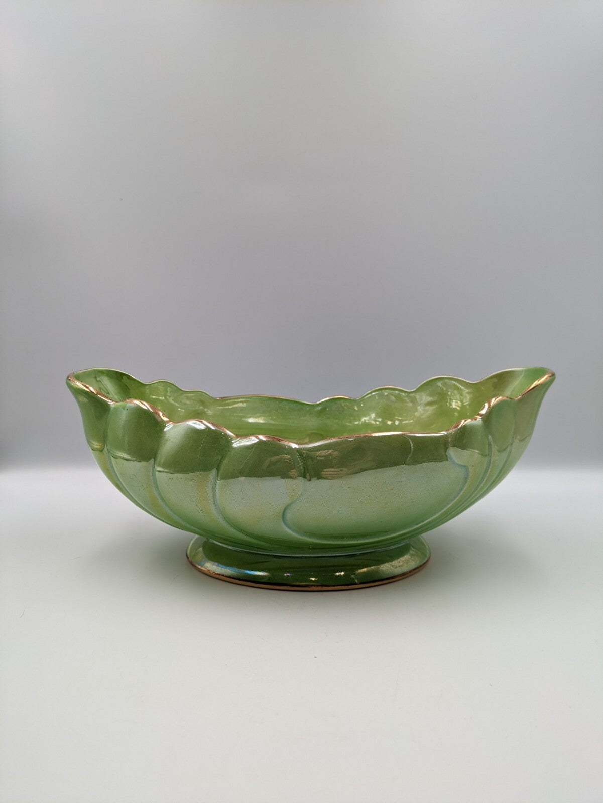 VINTAGE ART DECO MALING GREEN OMBRE LUSTRE WARE MANTLE VASE LARGE RETRO RARE OLD