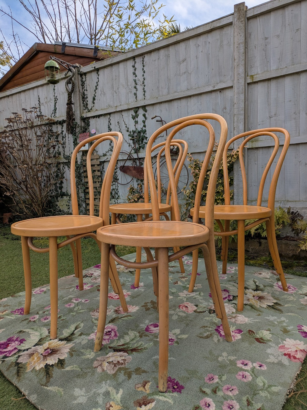 Set of 4 Vintage Fameg Radomsko Bentwood Chairs 1970s Polish Design Beech Wood