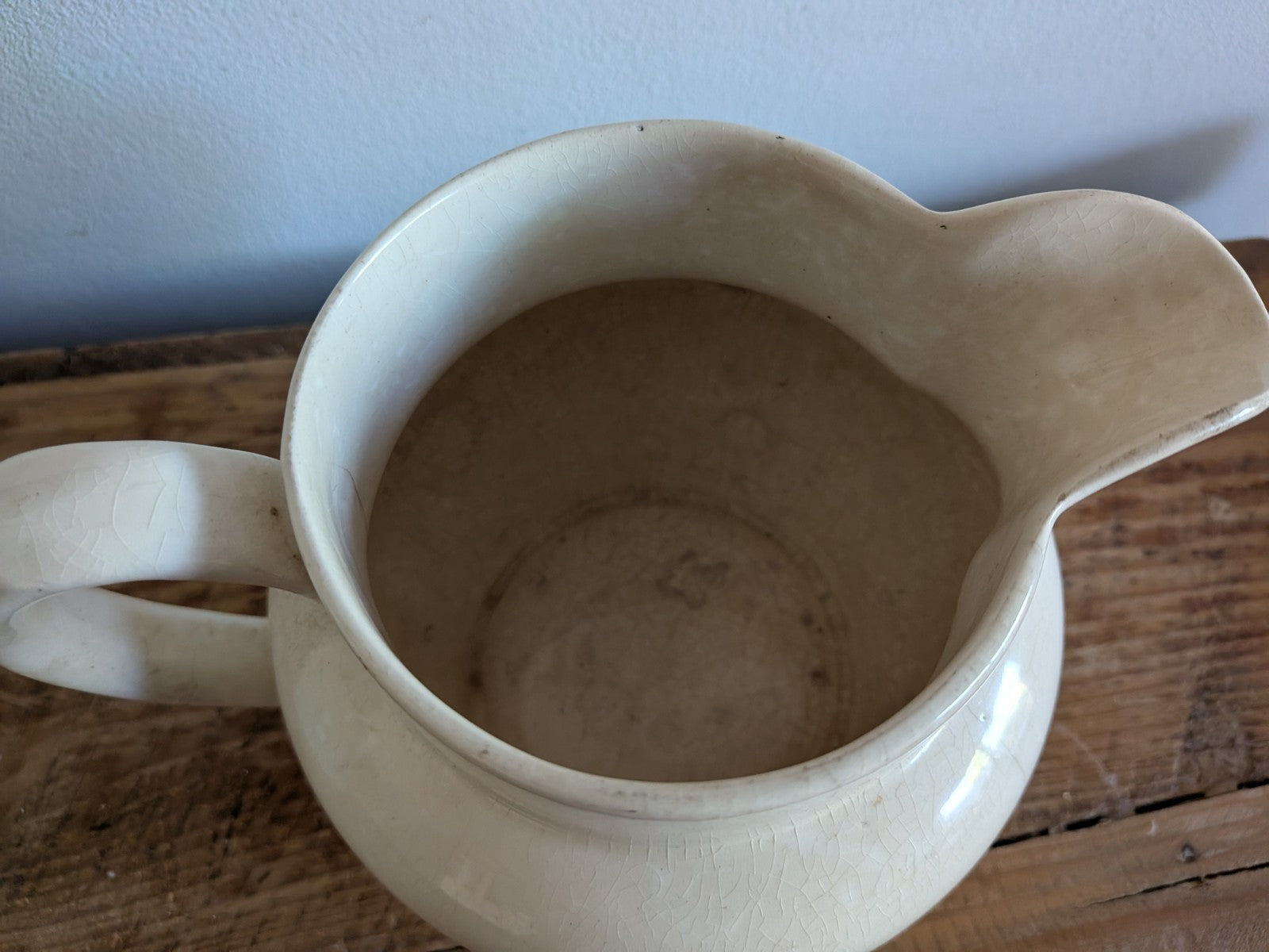 1940s Thomas Forester & Sons White Jug Pitcher Vase Crazing Buttering Vintage 