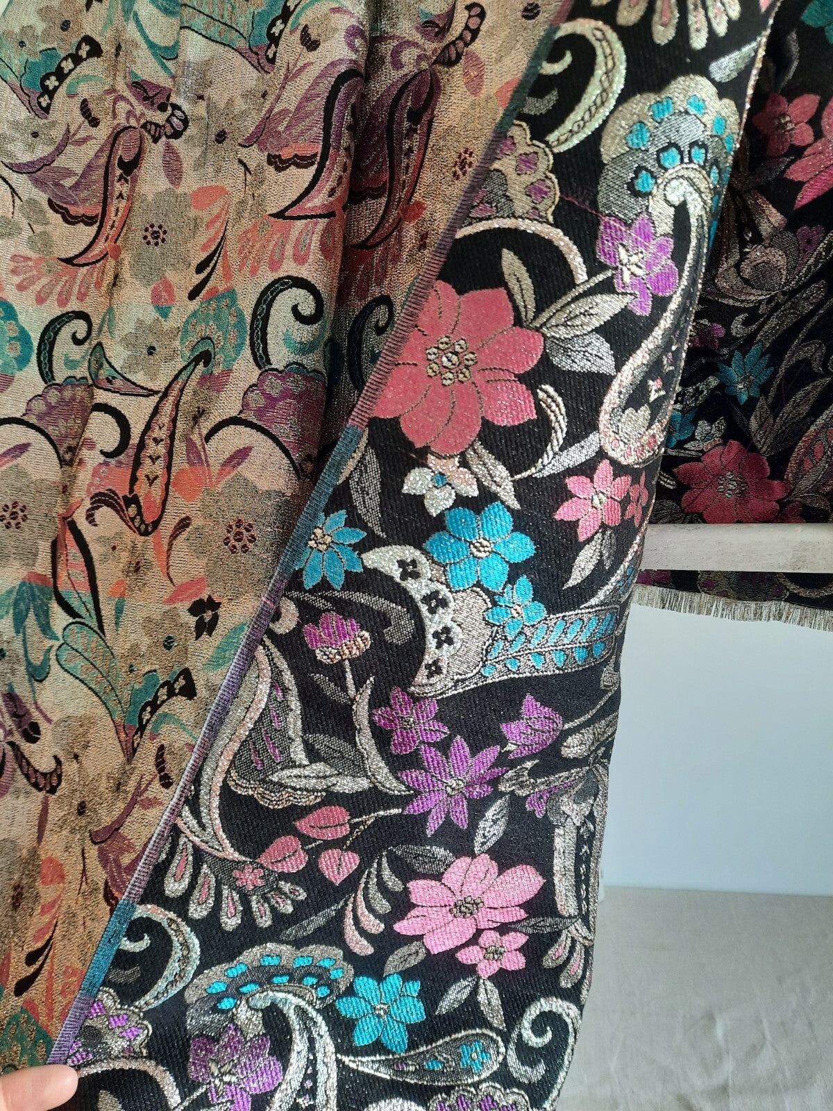 Vintage Retro Fabric Floral Paisley SPACE AGE Print Offcut 3.88M X .925M RARE MC