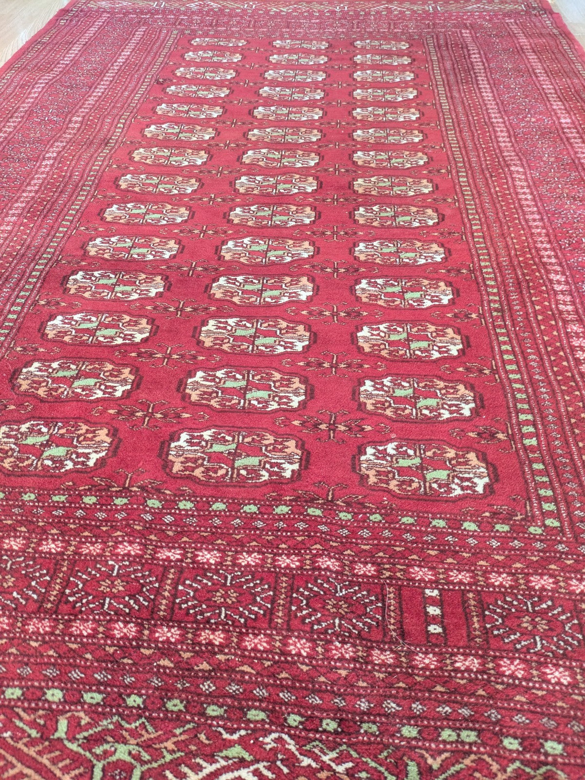 Red Vintage Bokhara Tribal Rug Handmade Afghan Turkmen Mori Gol Oriental Rug Vgc