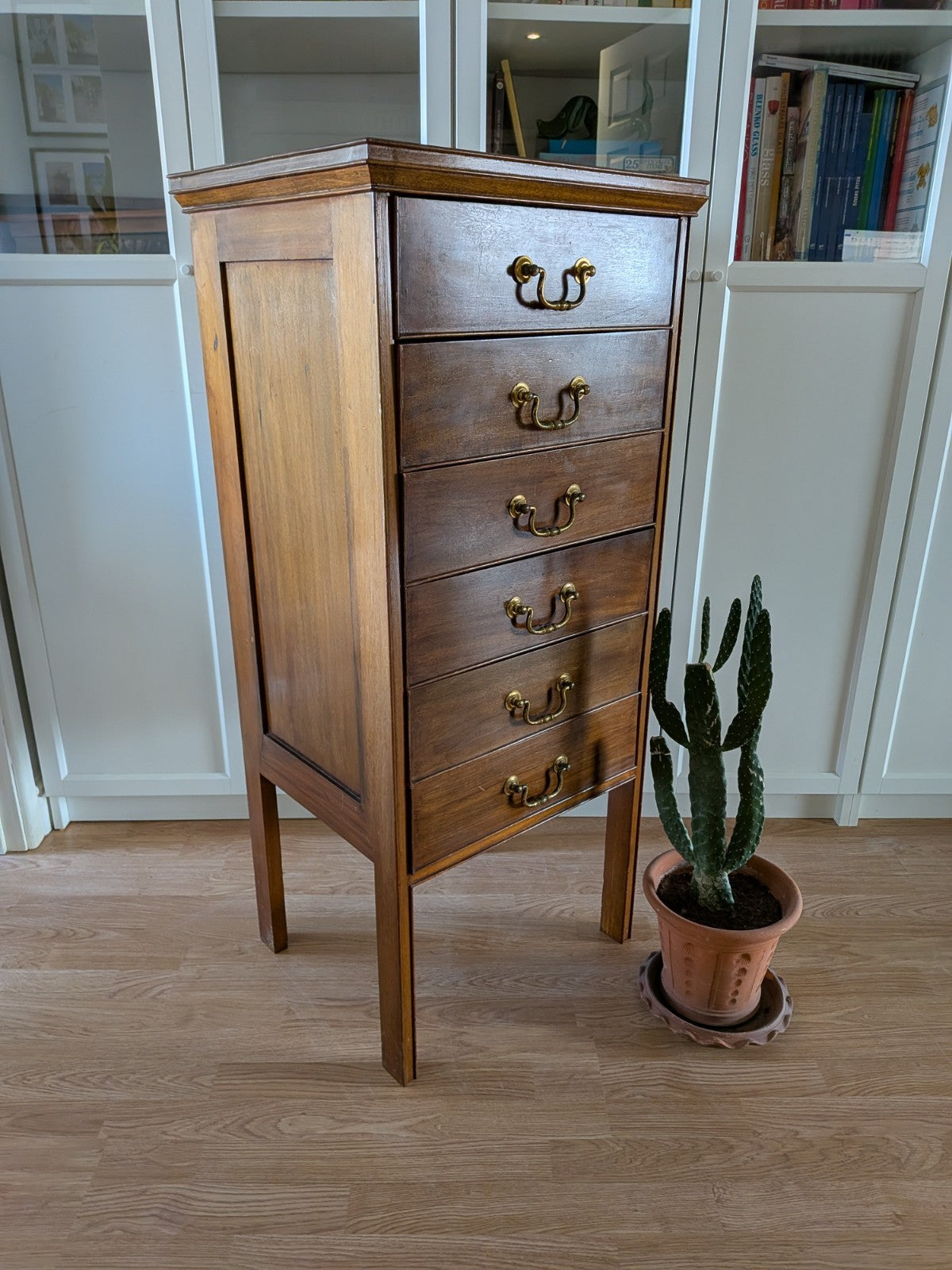 Antique Vtg Edwardian Mahogany Cabinet Chest Sheet Music 6 Drop Front Drawers Vg